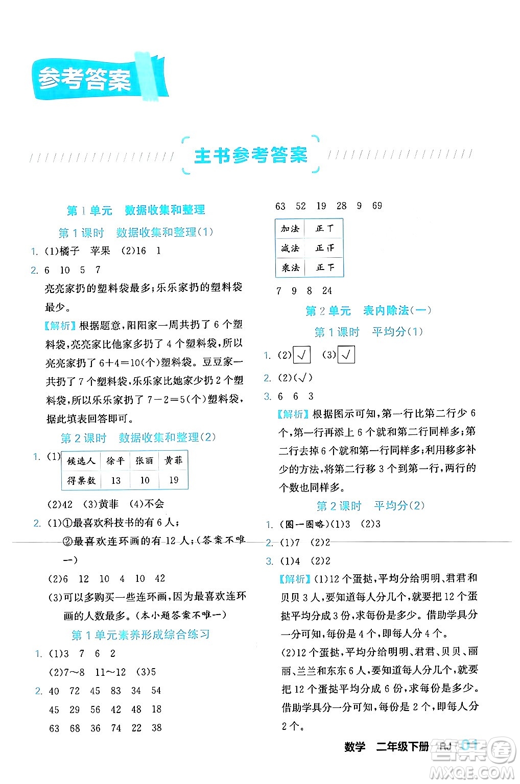 合肥工業(yè)大學(xué)出版社2024年春黃岡課課通同步隨堂檢測二年級數(shù)學(xué)下冊人教版答案