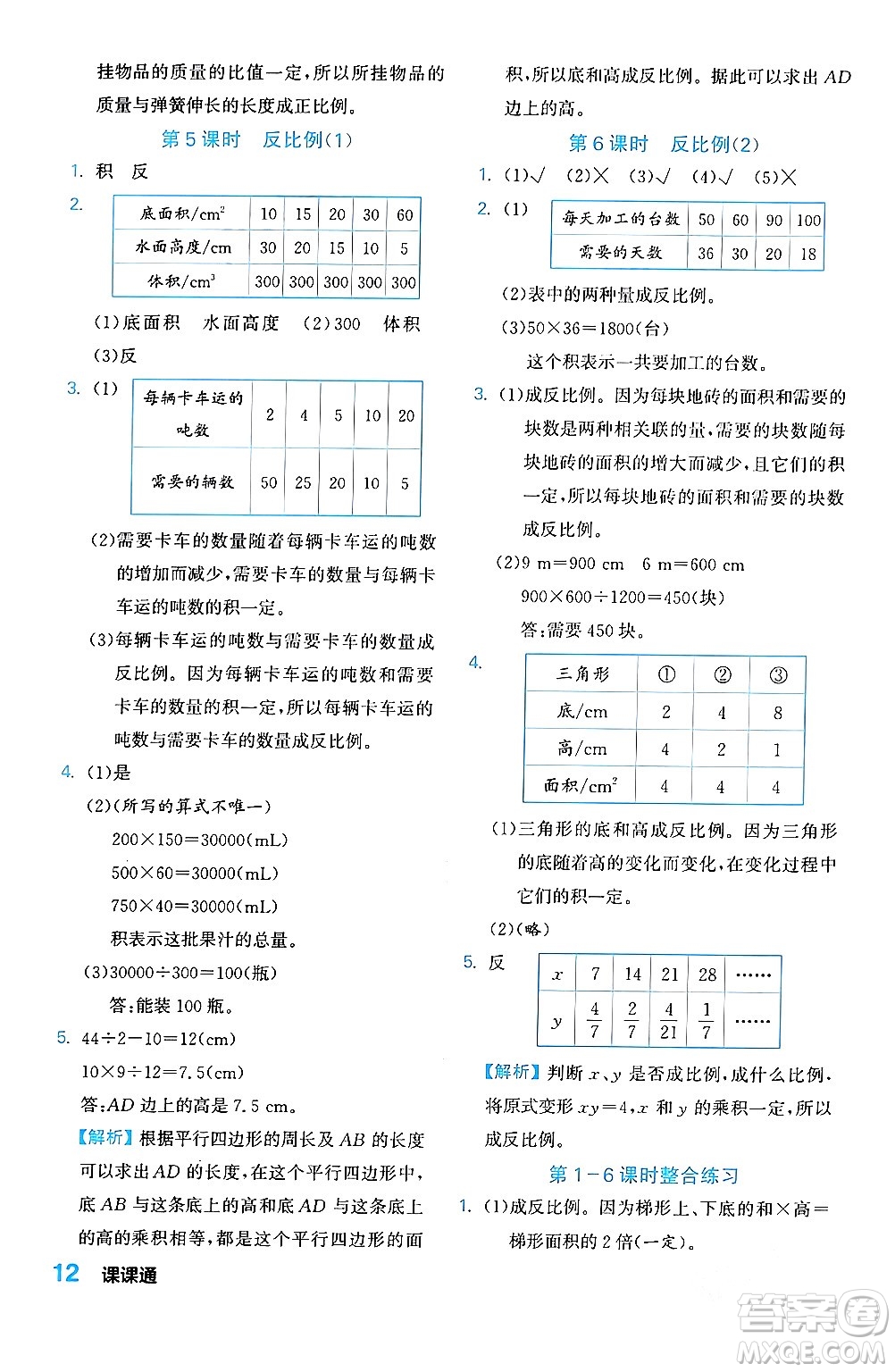 合肥工業(yè)大學(xué)出版社2024年春黃岡課課通同步隨堂檢測六年級數(shù)學(xué)下冊北師大版答案