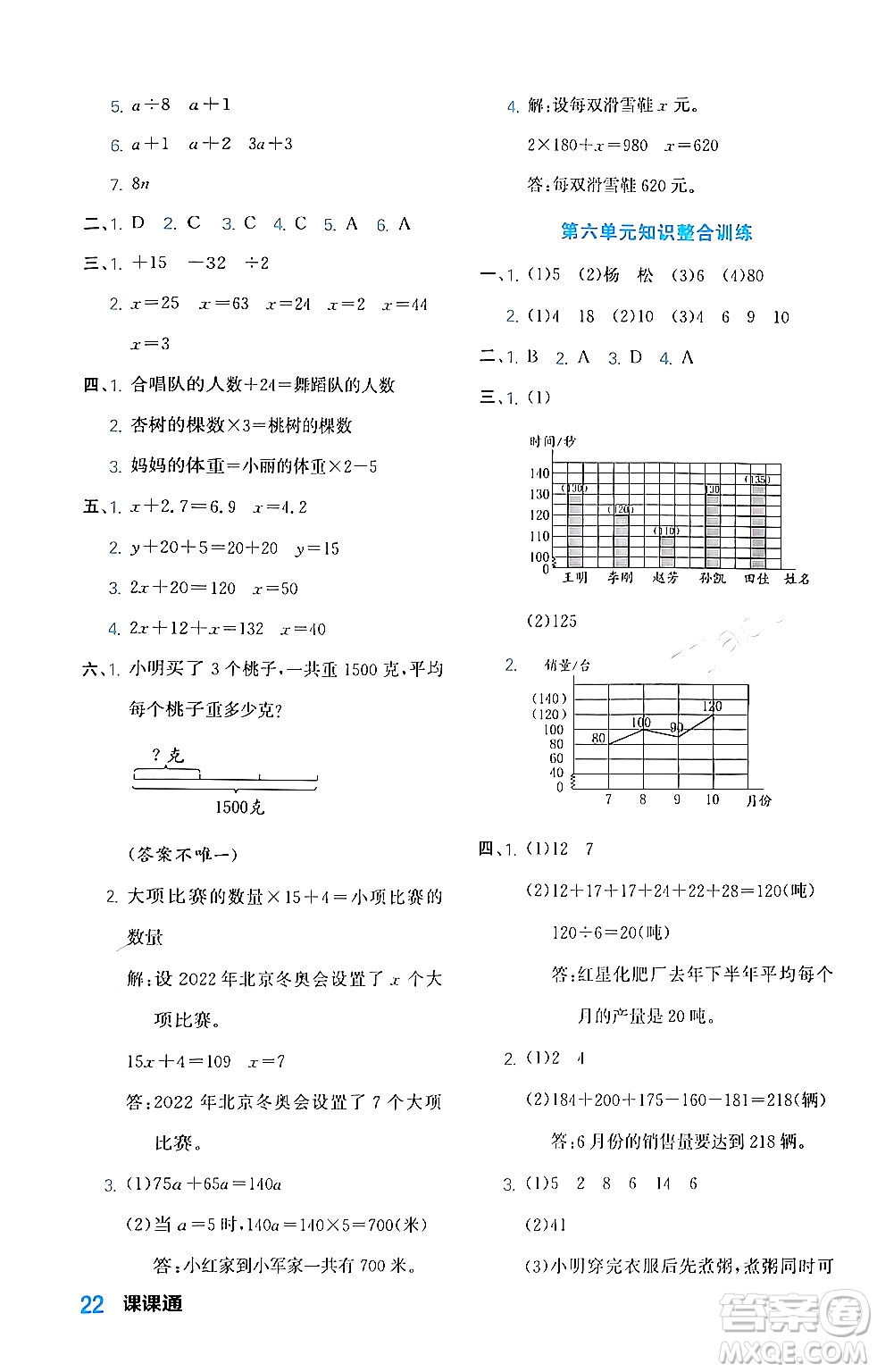 合肥工業(yè)大學出版社2024年春黃岡課課通同步隨堂檢測四年級數(shù)學下冊北師大版答案