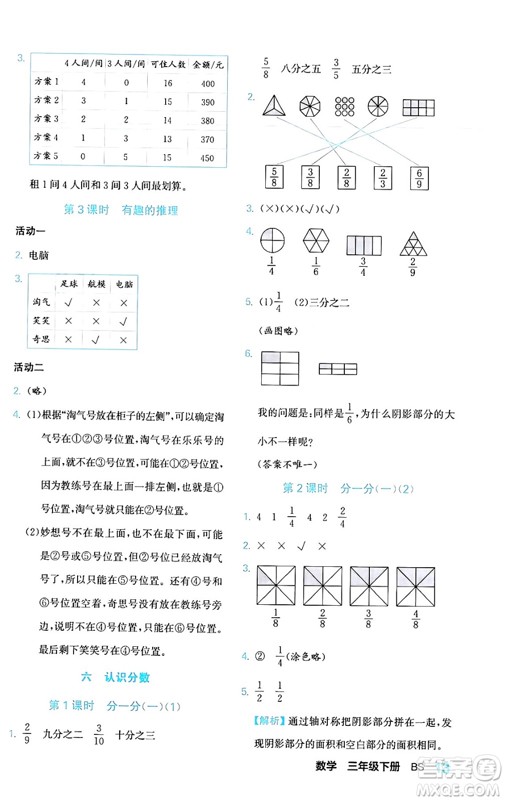 合肥工業(yè)大學(xué)出版社2024年春黃岡課課通同步隨堂檢測三年級數(shù)學(xué)下冊北師大版答案