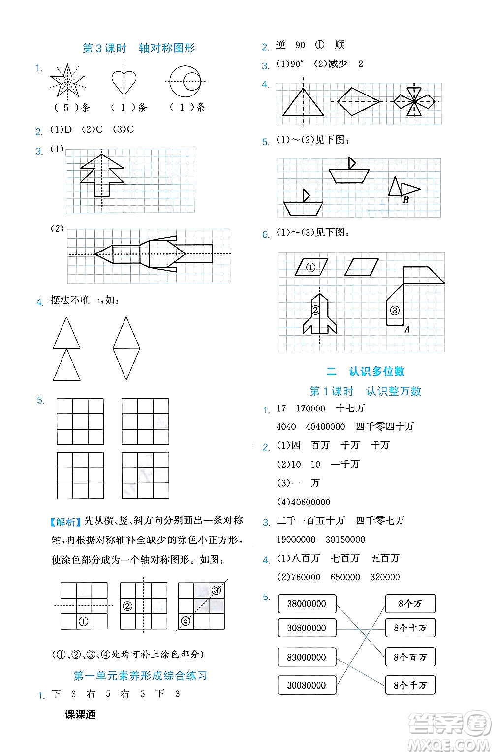 合肥工業(yè)大學(xué)出版社2024年春黃岡課課通同步隨堂檢測四年級數(shù)學(xué)下冊蘇教版答案