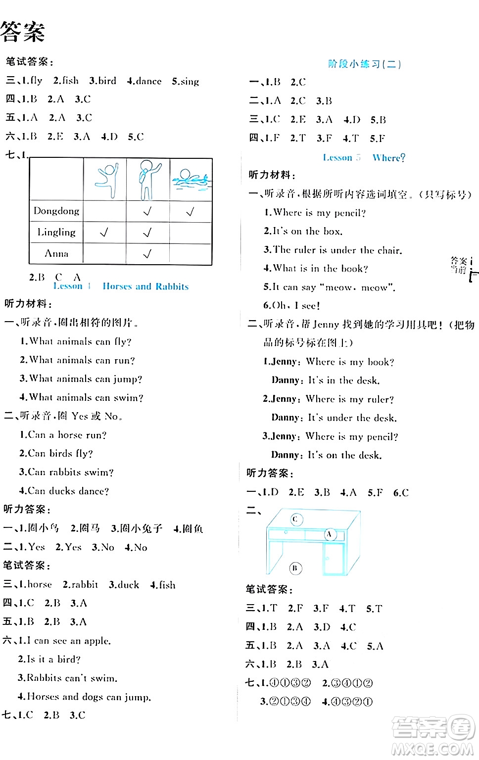 黑龍江教育出版社2024年春黃岡新課堂三年級英語下冊冀教版答案