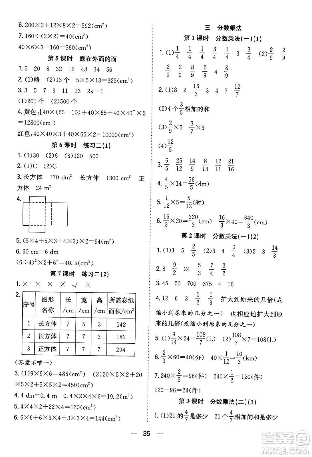 合肥工業(yè)大學(xué)出版社2024年春快樂學(xué)習(xí)小學(xué)數(shù)學(xué)隨堂練五年級數(shù)學(xué)下冊北師大版答案