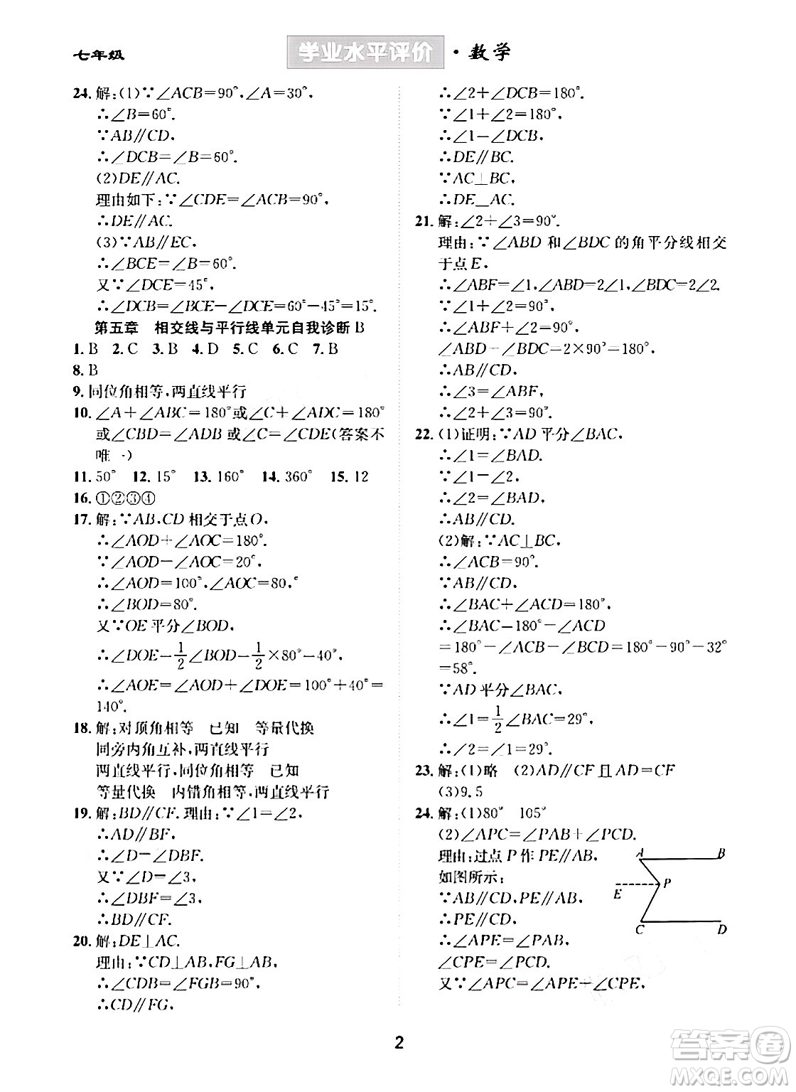 崇文書局2024年春學(xué)業(yè)水平評價(jià)核心素養(yǎng)提升專練七年級數(shù)學(xué)下冊人教版答案