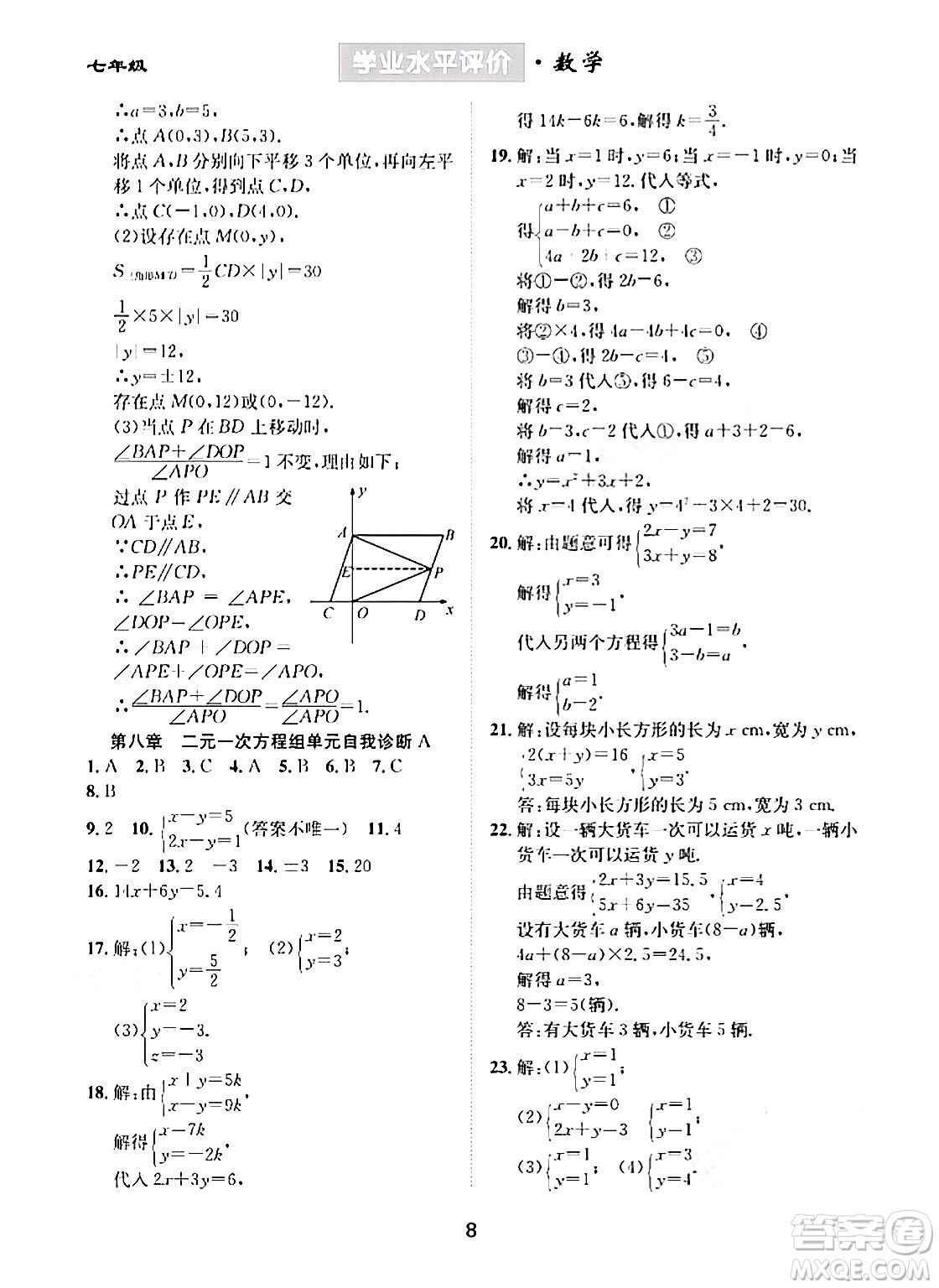 崇文書局2024年春學(xué)業(yè)水平評價(jià)核心素養(yǎng)提升專練七年級數(shù)學(xué)下冊人教版答案