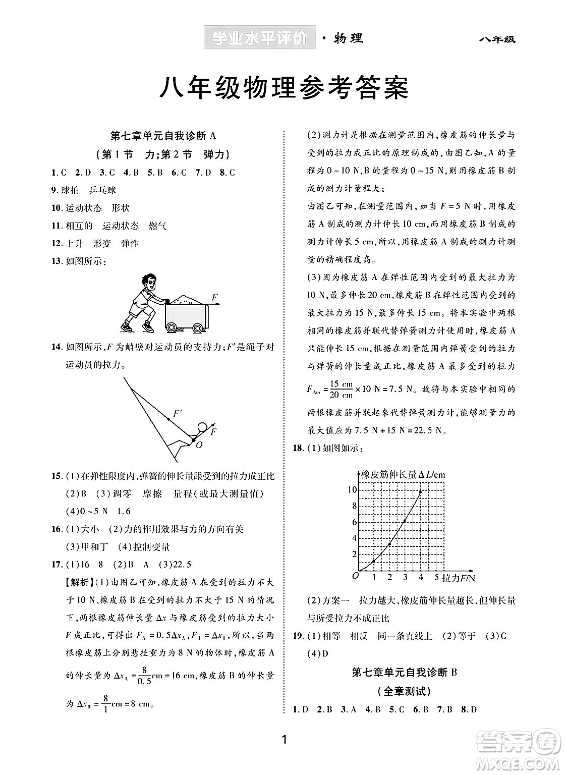 崇文書局2024年春學(xué)業(yè)水平評(píng)價(jià)核心素養(yǎng)提升專練八年級(jí)物理下冊(cè)人教版答案