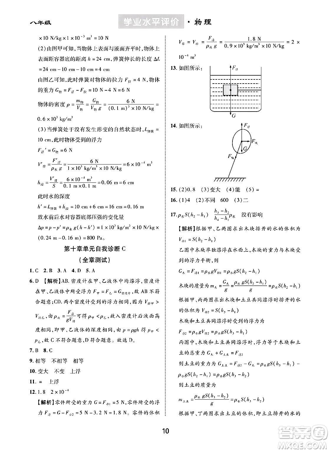 崇文書局2024年春學(xué)業(yè)水平評(píng)價(jià)核心素養(yǎng)提升專練八年級(jí)物理下冊(cè)人教版答案