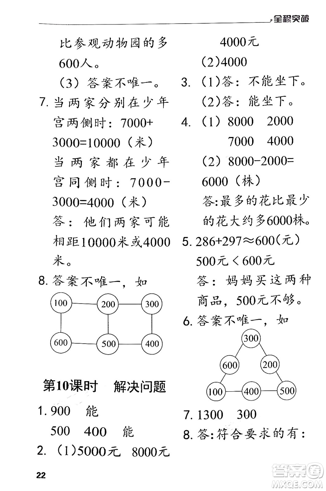北方婦女兒童出版社2024年春全程突破二年級數(shù)學下冊人教版答案