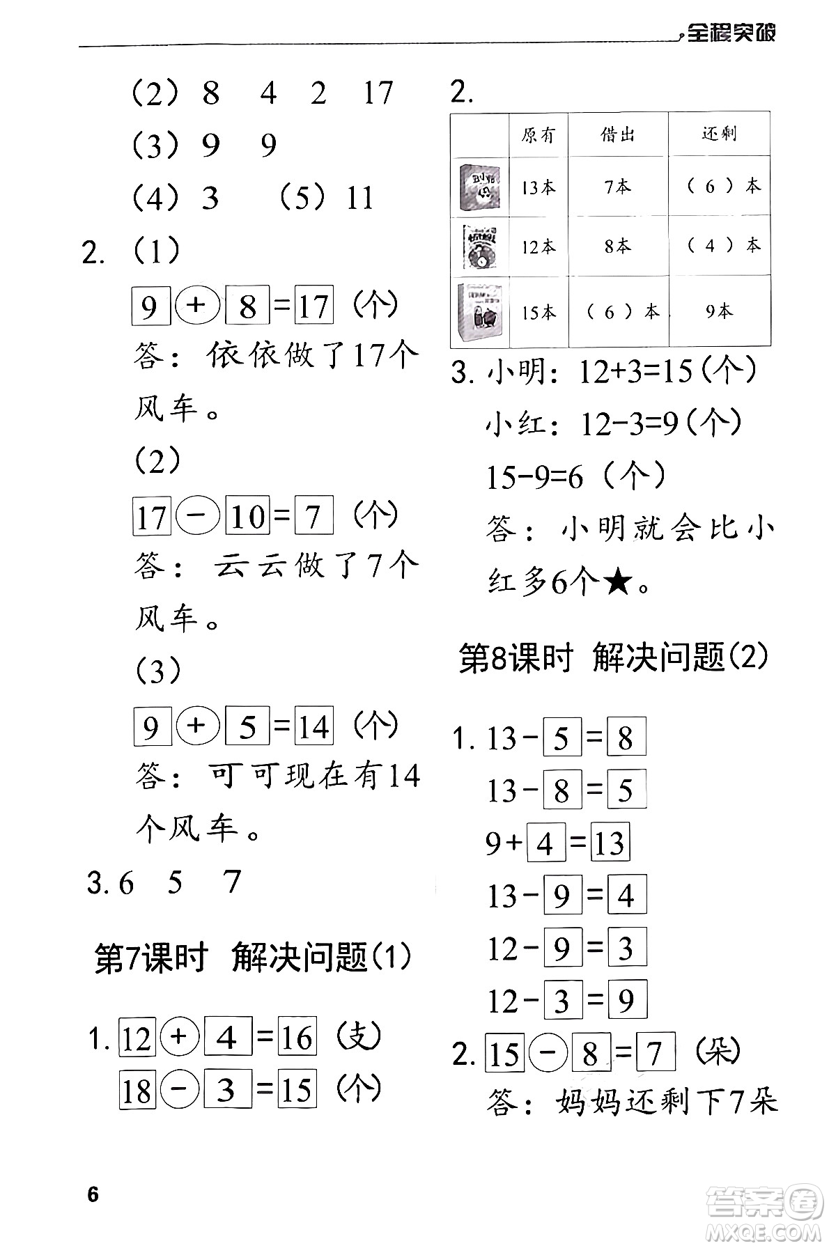 北方婦女兒童出版社2024年春全程突破一年級(jí)數(shù)學(xué)下冊(cè)人教版答案