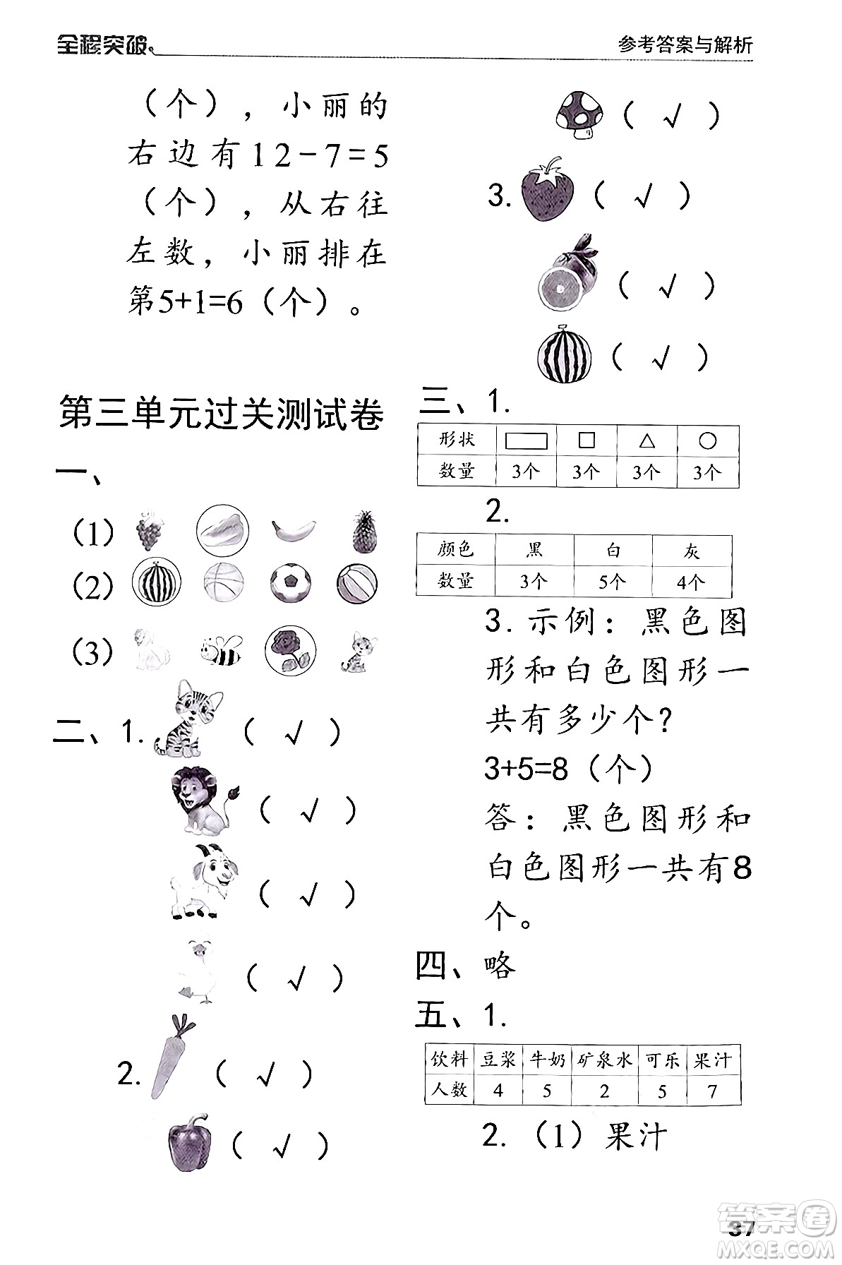北方婦女兒童出版社2024年春全程突破一年級(jí)數(shù)學(xué)下冊(cè)人教版答案