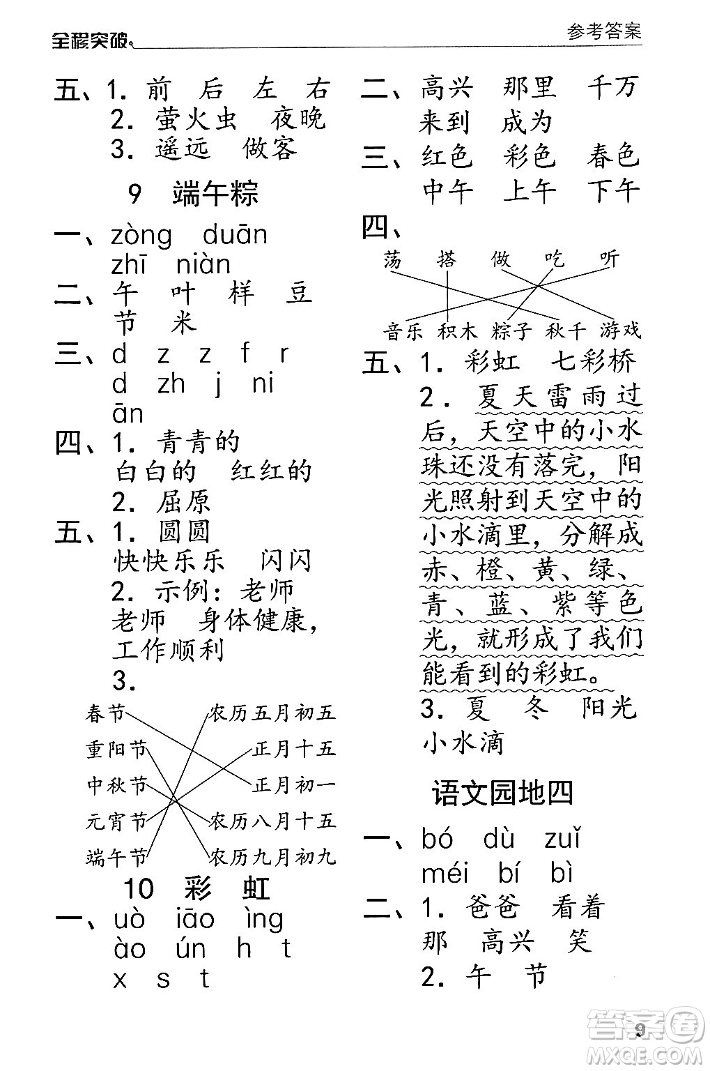 北方婦女兒童出版社2024年春全程突破一年級(jí)語(yǔ)文下冊(cè)通用版答案