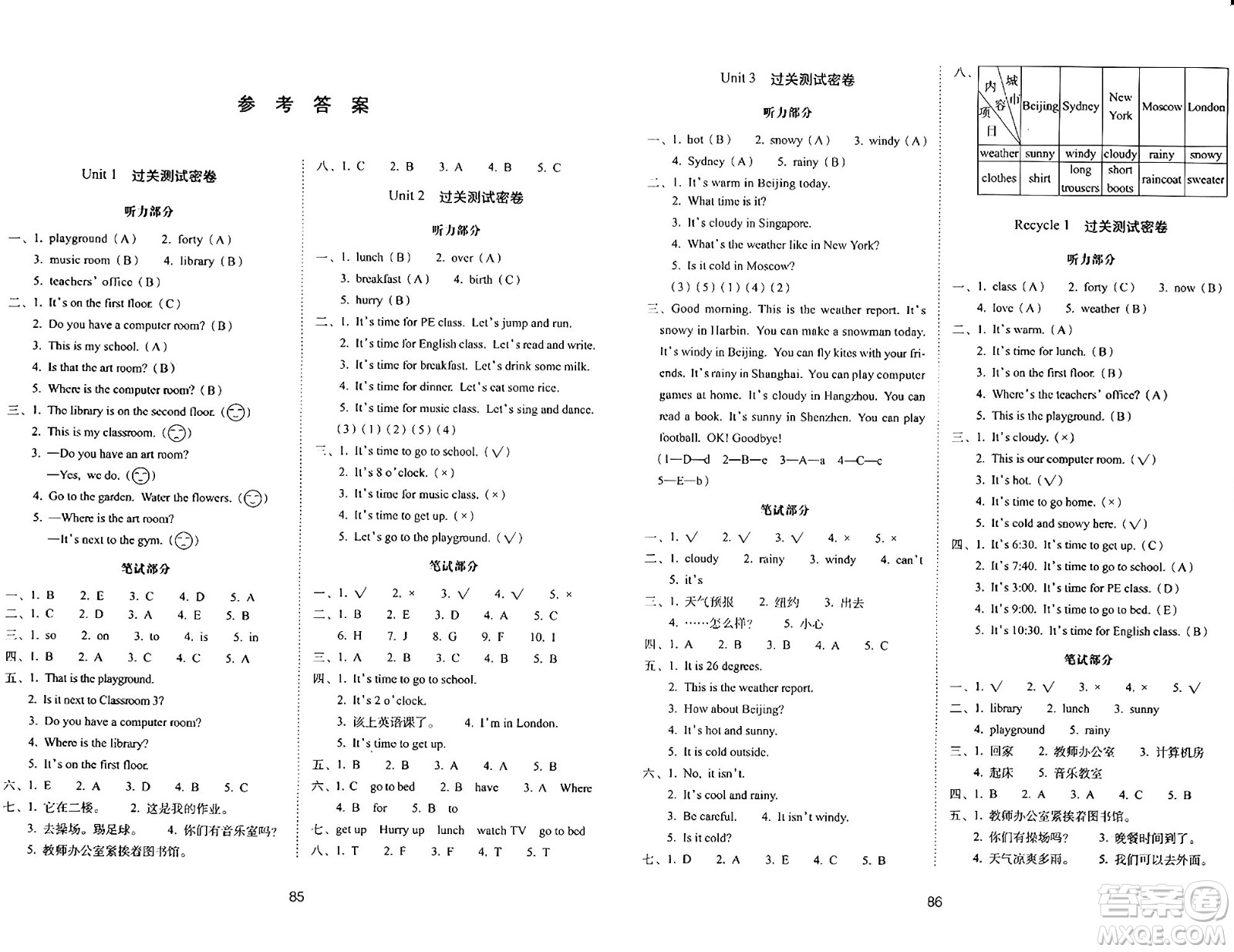 長春出版社2024年春期末沖刺100分完全試卷四年級英語下冊人教版三起點答案