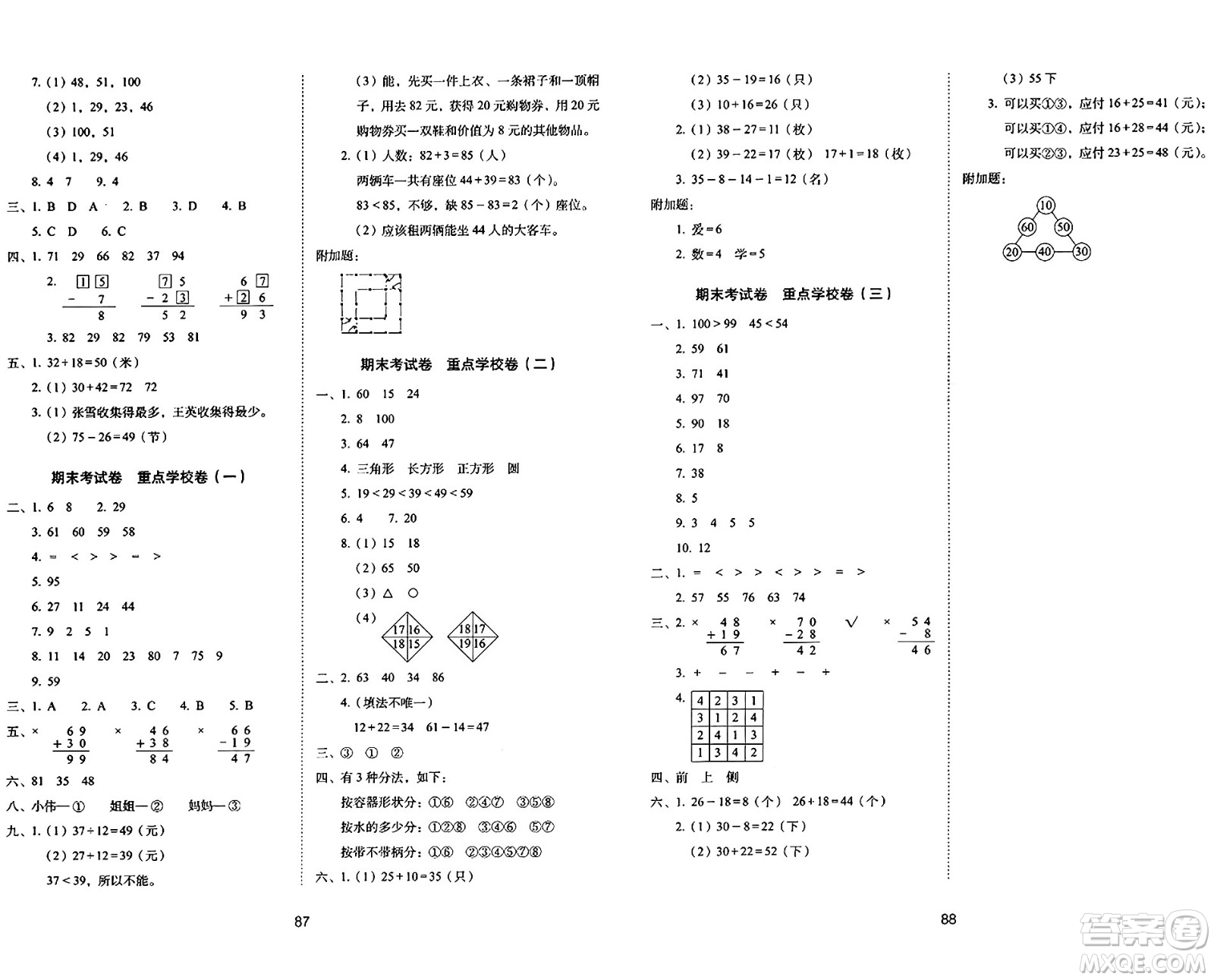 長(zhǎng)春出版社2024年春期末沖刺100分完全試卷一年級(jí)數(shù)學(xué)下冊(cè)北師大版答案