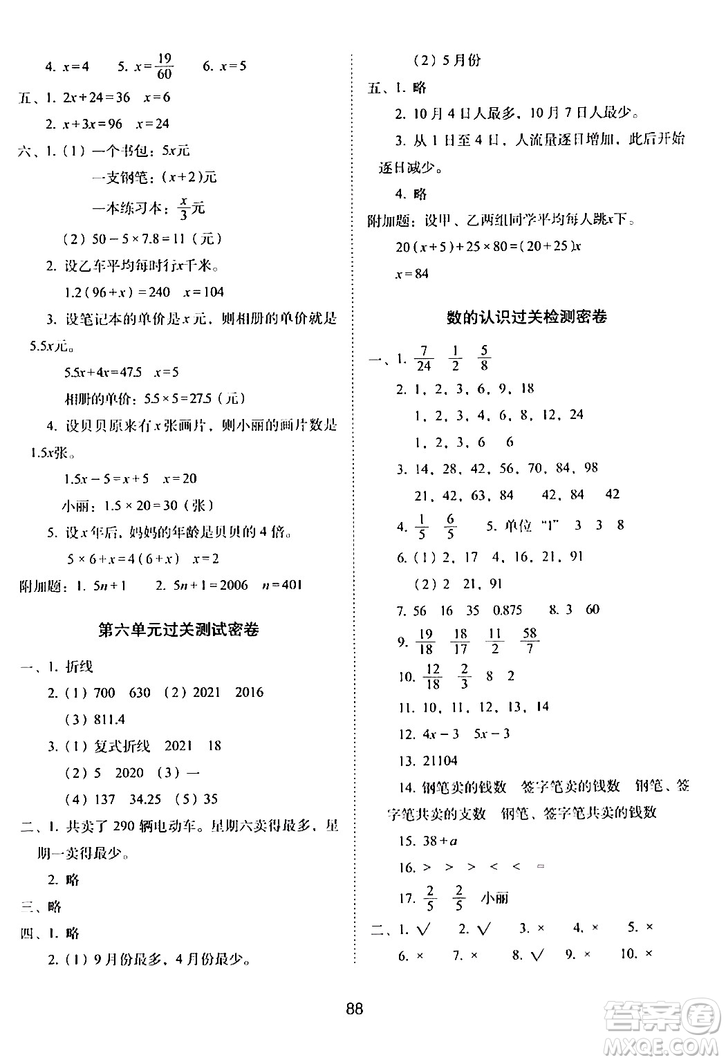 長(zhǎng)春出版社2024年春期末沖刺100分完全試卷五年級(jí)數(shù)學(xué)下冊(cè)西師版答案
