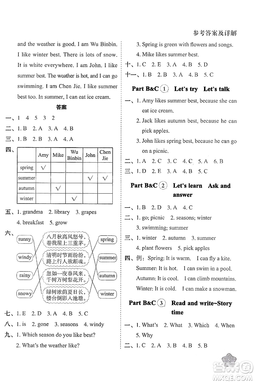 西安出版社2024年春黃岡隨堂練五年級(jí)英語(yǔ)下冊(cè)人教版答案