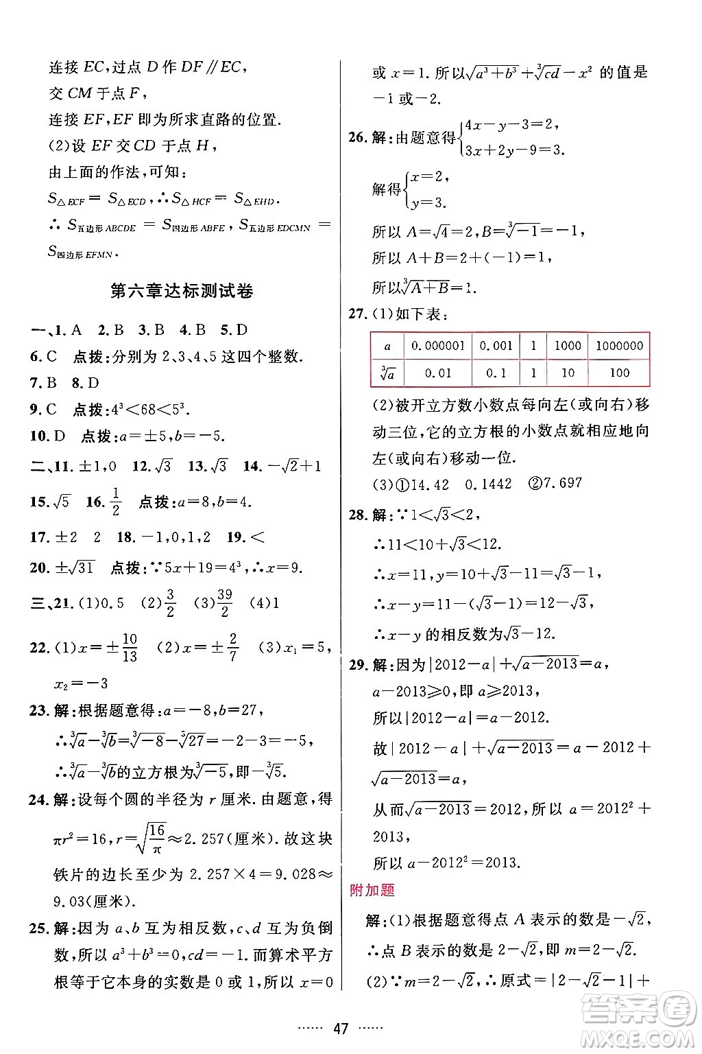 吉林教育出版社2024年春三維數(shù)字課堂七年級數(shù)學(xué)下冊人教版答案