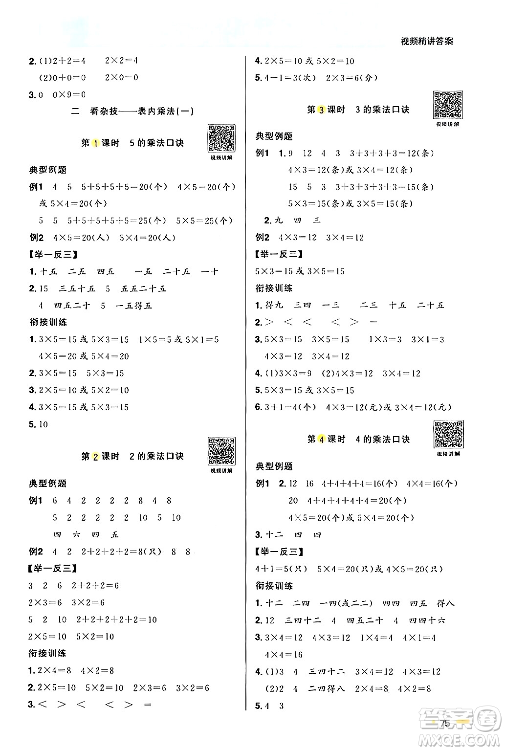 江蘇教育出版社2024年春陽(yáng)光同學(xué)暑假銜接1升2年級(jí)數(shù)學(xué)全一冊(cè)青島版答案