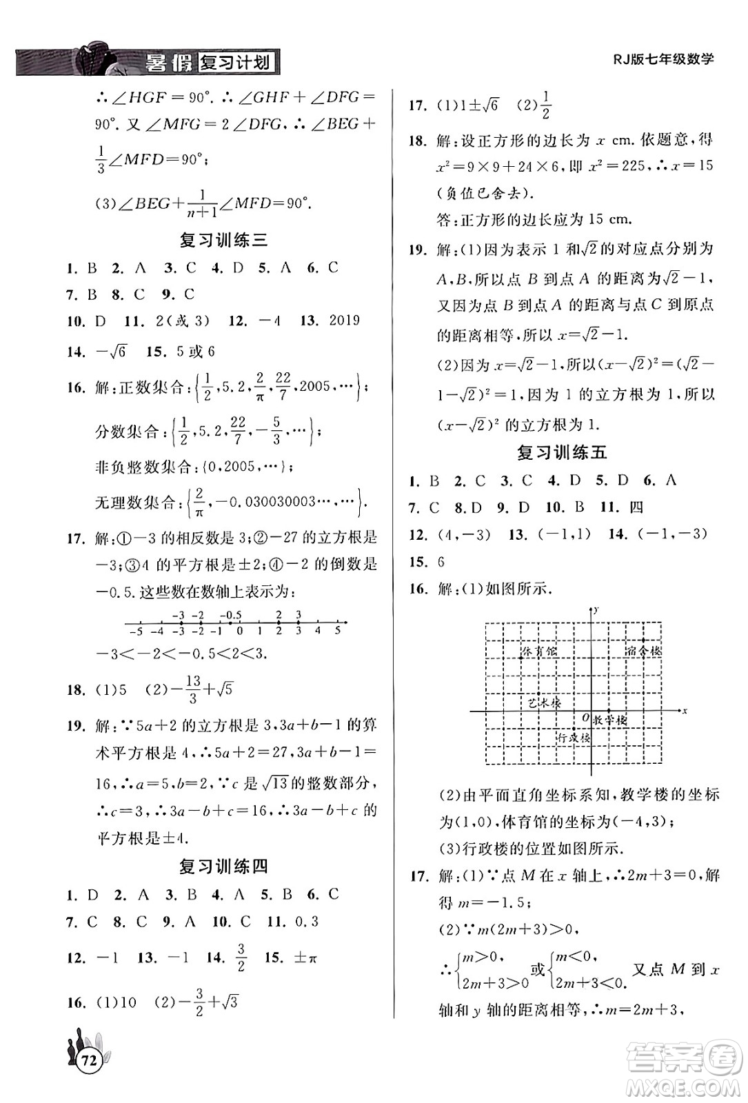 延邊大學出版社2024年品至教育假期復習計劃暑假七年級數學人教版答案