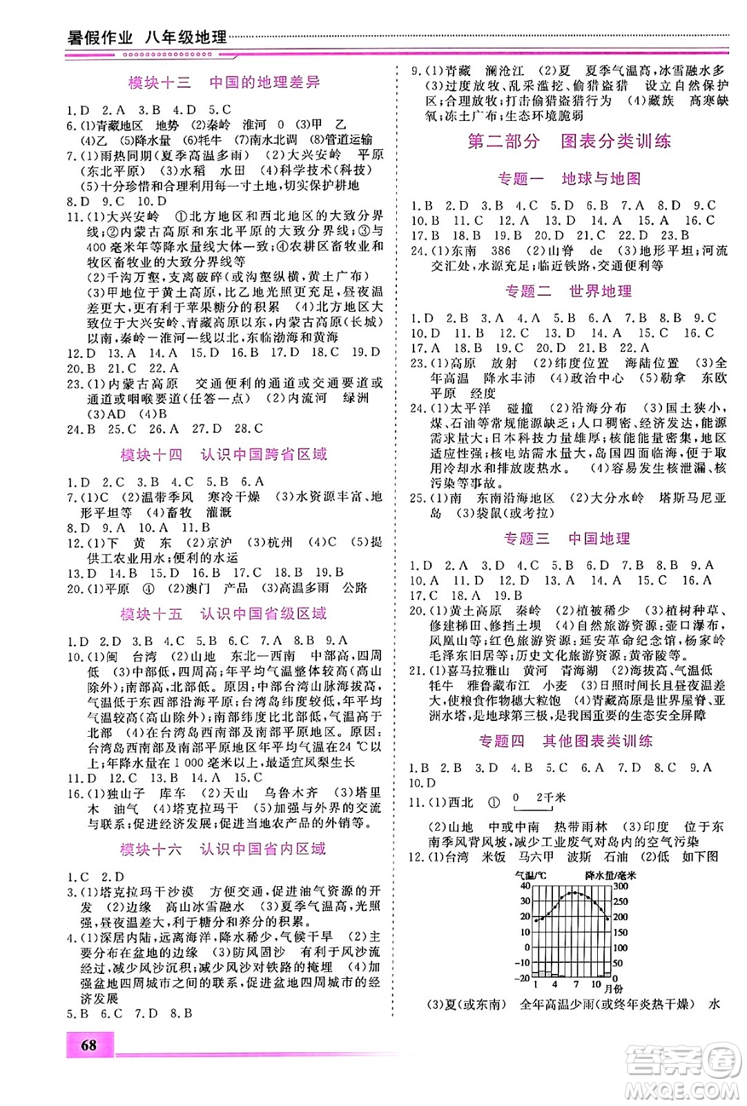 內(nèi)蒙古大學(xué)出版社2024年春文軒假期生活指導(dǎo)暑假作業(yè)八年級(jí)地理課標(biāo)版答案