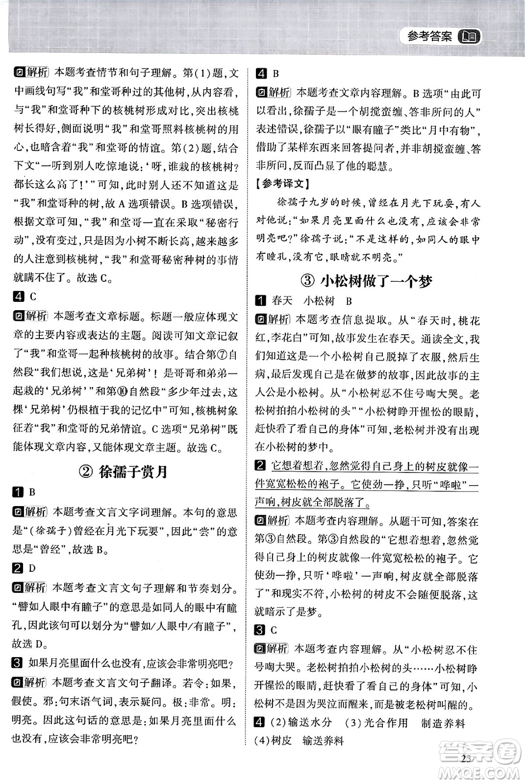 寧夏人民教育出版社2024年春經(jīng)綸學霸學霸的暑假語文閱讀集訓三升四年級語文人教版答案