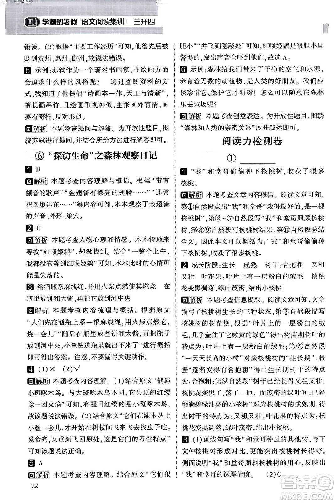 寧夏人民教育出版社2024年春經(jīng)綸學霸學霸的暑假語文閱讀集訓三升四年級語文人教版答案
