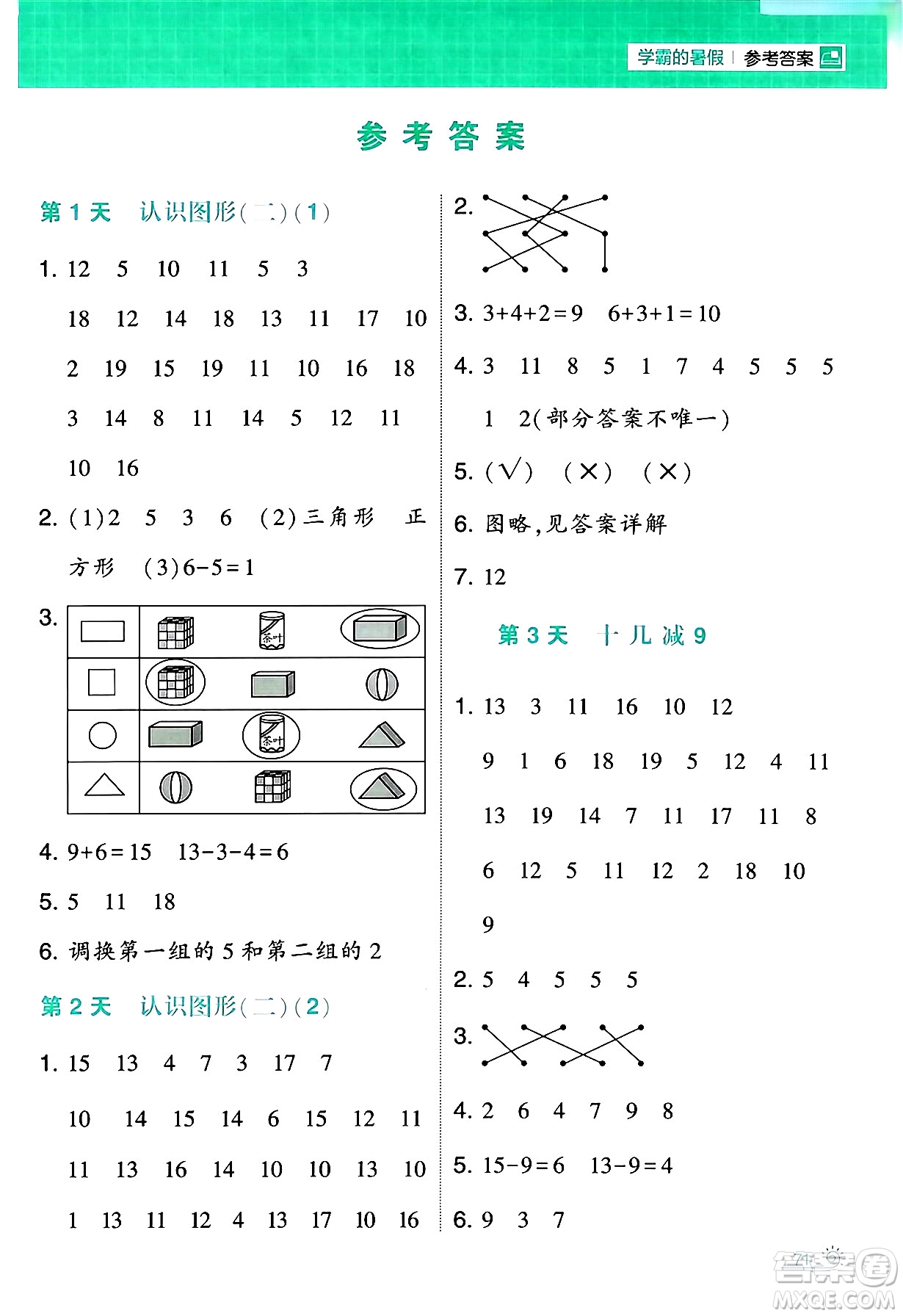 寧夏人民教育出版社2024年春經(jīng)綸學(xué)霸學(xué)霸的暑假計(jì)算暑假大通關(guān)一升二年級數(shù)學(xué)人教版答案