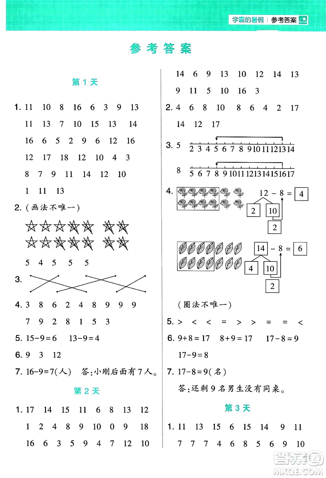 寧夏人民教育出版社2024年春經(jīng)綸學(xué)霸學(xué)霸的暑假計算暑假大通關(guān)一升二年級數(shù)學(xué)北師大版答案