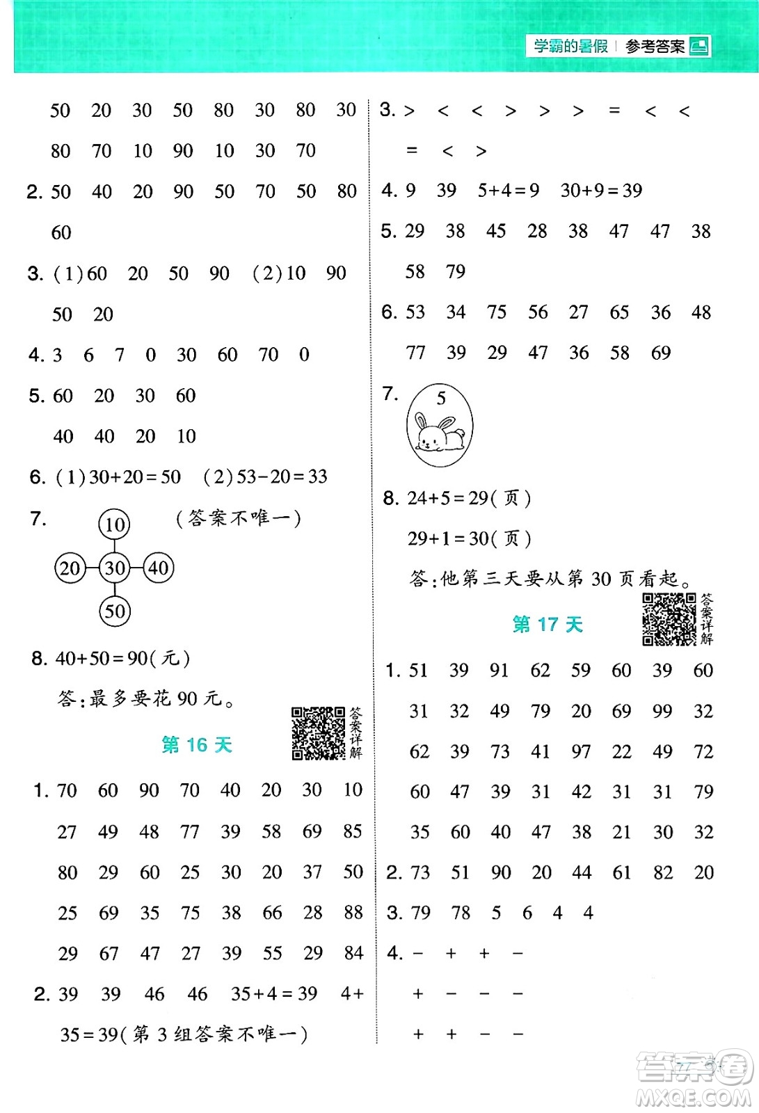 寧夏人民教育出版社2024年春經(jīng)綸學(xué)霸學(xué)霸的暑假計算暑假大通關(guān)一升二年級數(shù)學(xué)北師大版答案