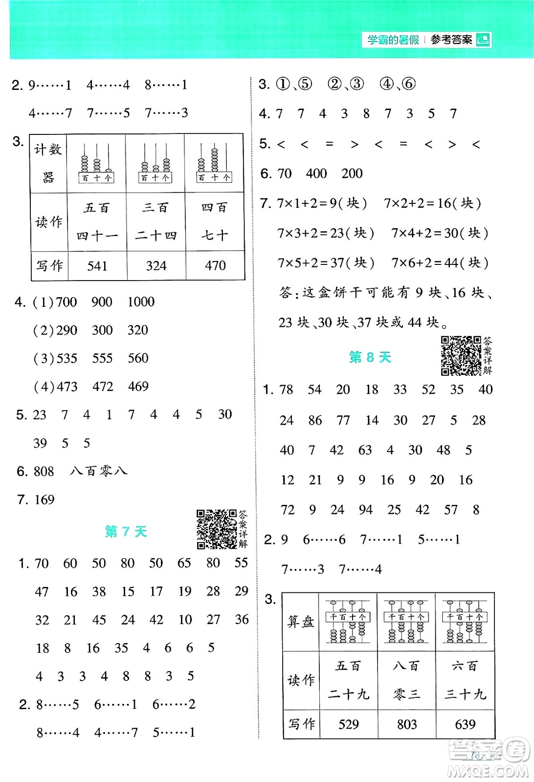 寧夏人民教育出版社2024年春經(jīng)綸學(xué)霸學(xué)霸的暑假計(jì)算暑假大通關(guān)二升三年級數(shù)學(xué)蘇教版答案