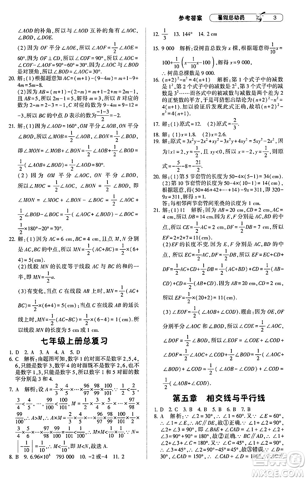 寧夏人民教育出版社2024年經(jīng)綸學(xué)典暑假總動(dòng)員七年級(jí)數(shù)學(xué)人教版答案