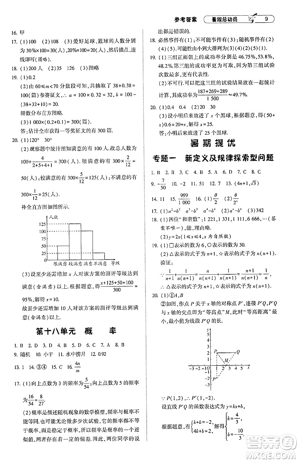 寧夏人民教育出版社2024年經(jīng)綸學典暑假總動員八年級數(shù)學江蘇國際版答案