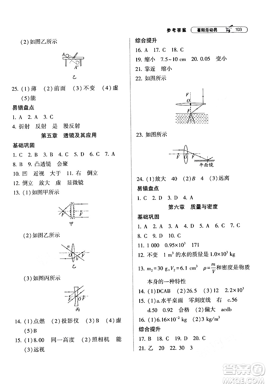 寧夏人民教育出版社2024年經(jīng)綸學(xué)典暑假總動(dòng)員八年級(jí)物理人教版答案