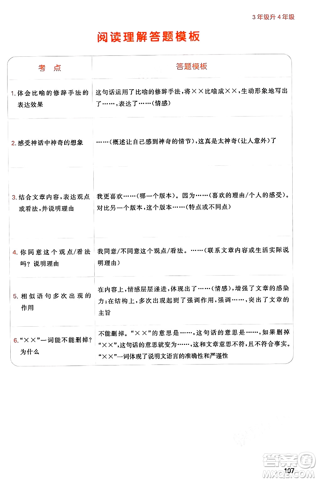 湖南教育出版社2024年一本暑假閱讀小學(xué)語文三升四年級(jí)語文人教版重慶專版答案