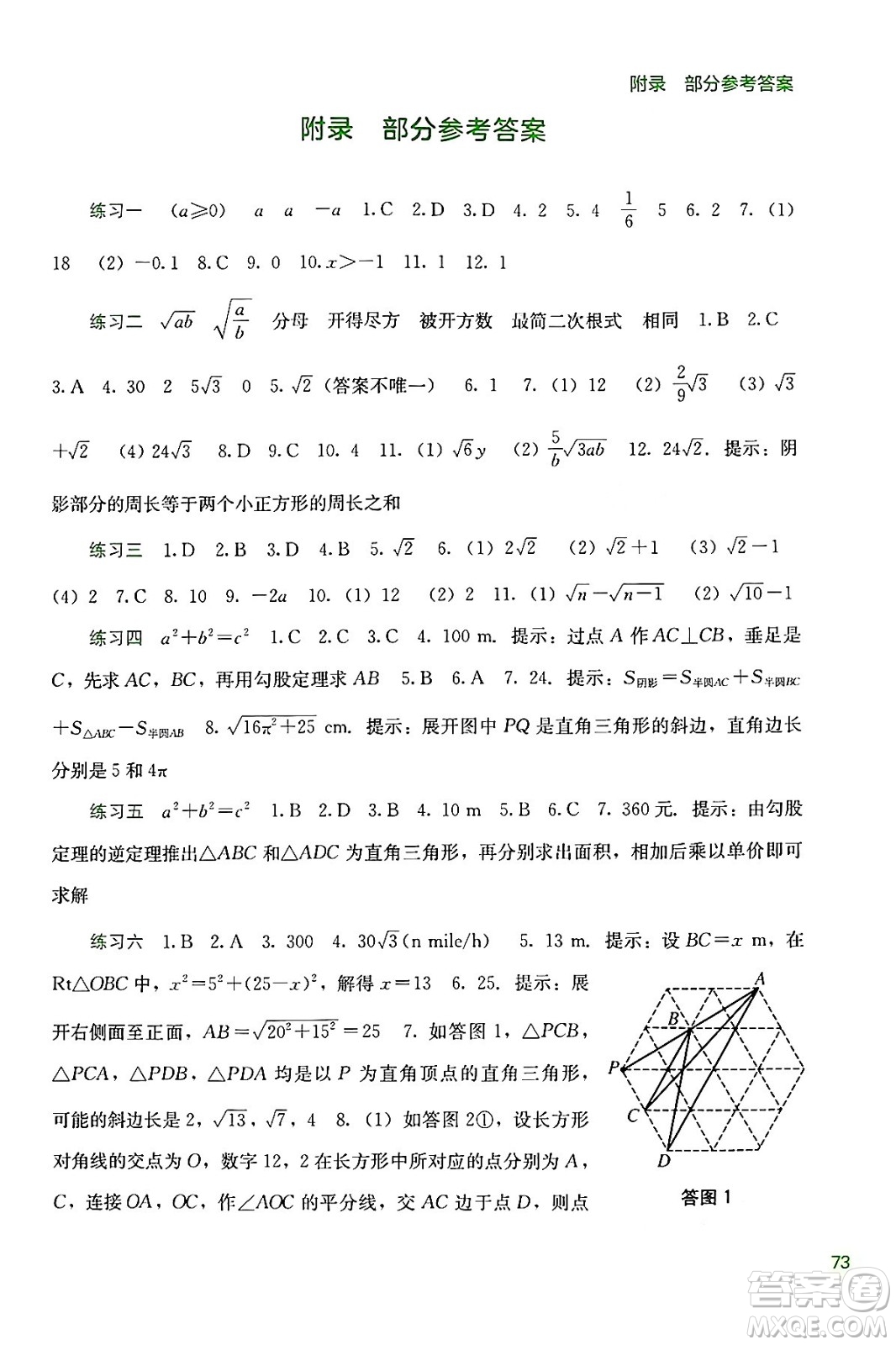 廣西教育出版社2024年新課程暑假作業(yè)八年級數(shù)學(xué)通用版答案