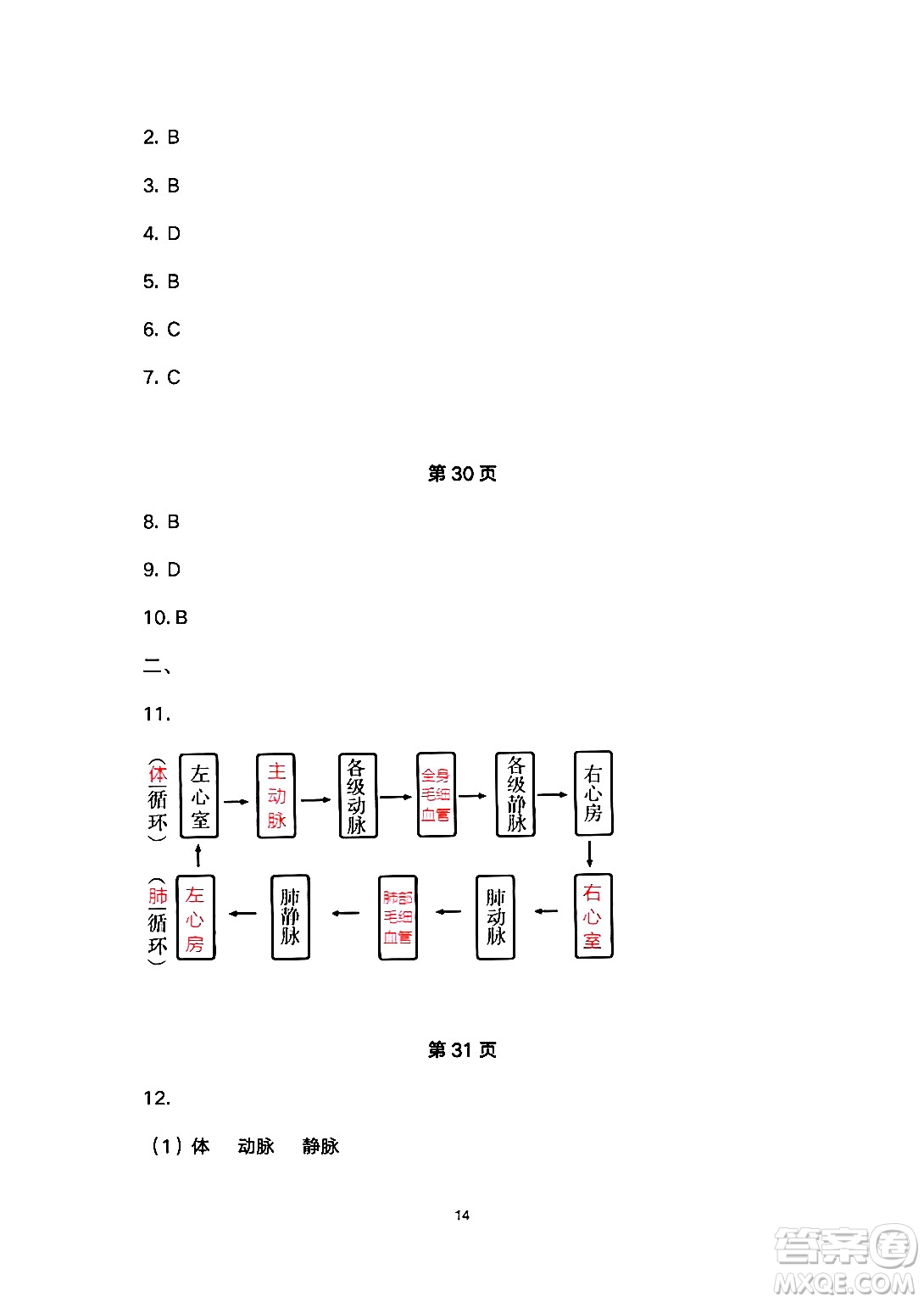 安徽教育出版社2024年暑假生活七年級生物人教版答案