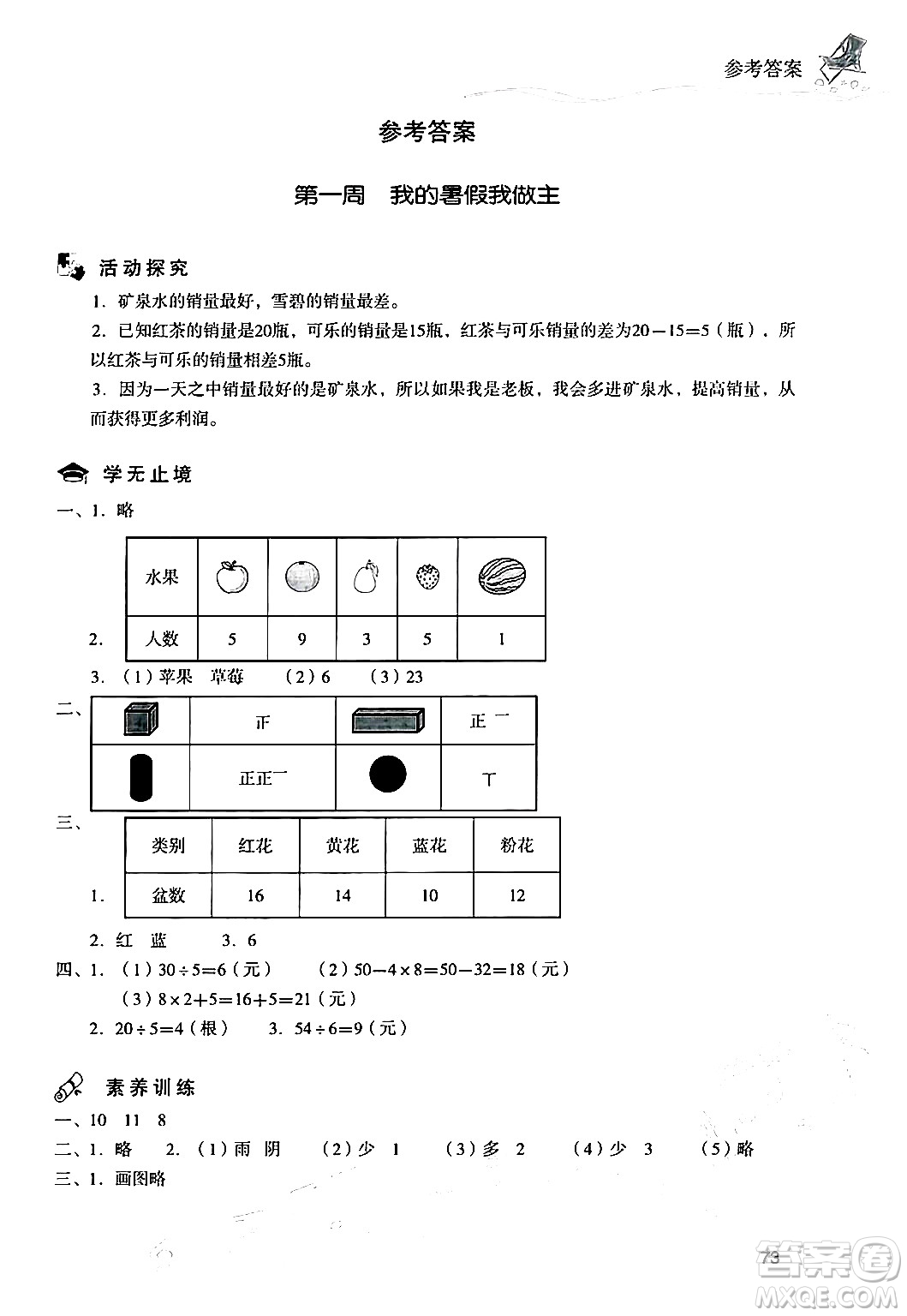 現(xiàn)代教育出版社2024年暑假樂園二年級數(shù)學(xué)人教版答案