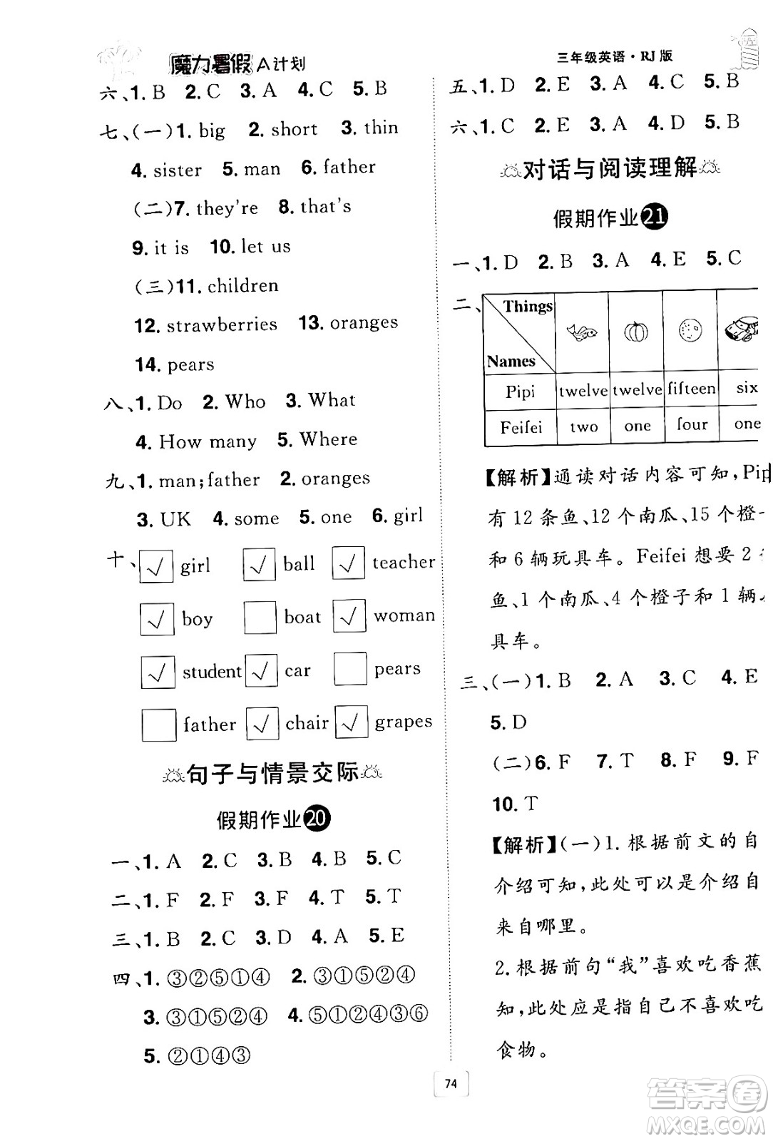 江西美術(shù)出版社2024年學(xué)海風(fēng)暴叢書魔力暑假A計劃三年級英語人教版答案