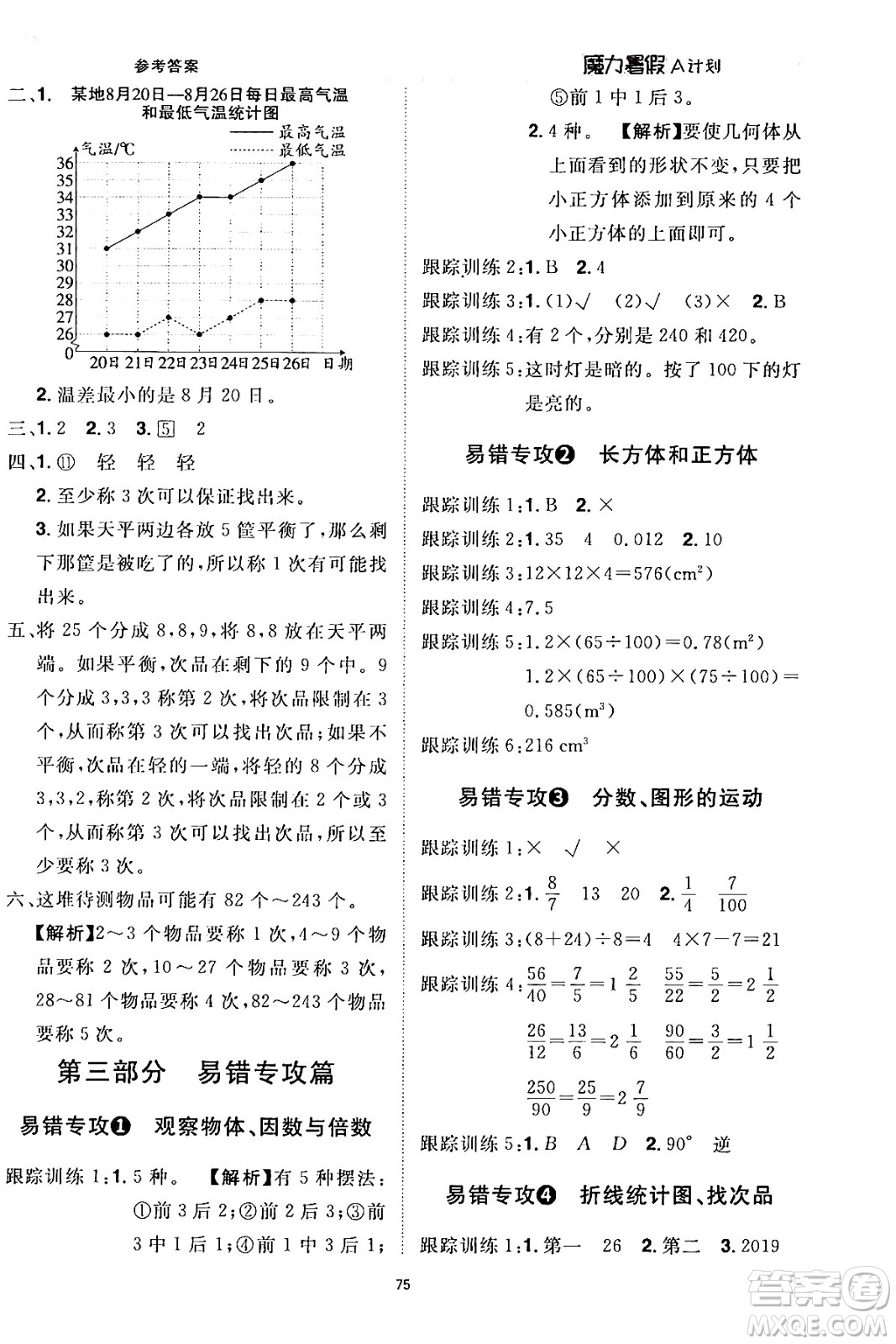 江西美術(shù)出版社2024年學(xué)海風(fēng)暴叢書(shū)魔力暑假A計(jì)劃五年級(jí)數(shù)學(xué)人教版答案