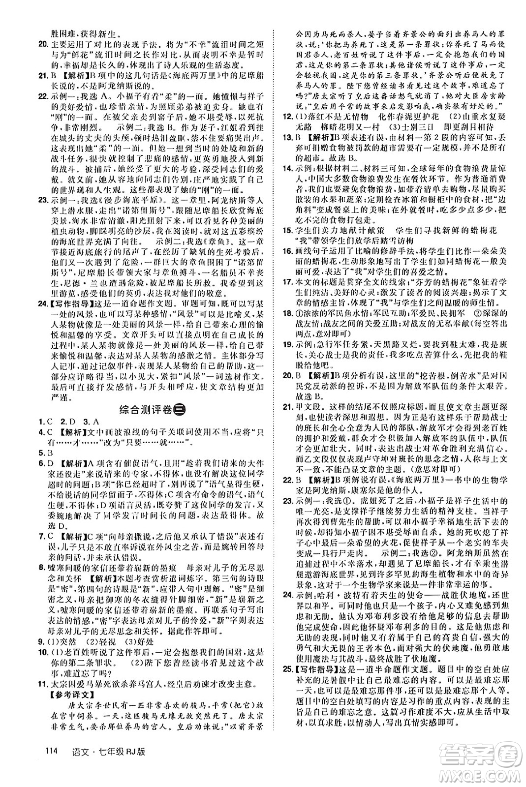 江西美術(shù)出版社2024年學海風暴叢書魔力暑假A計劃七年級語文人教版答案