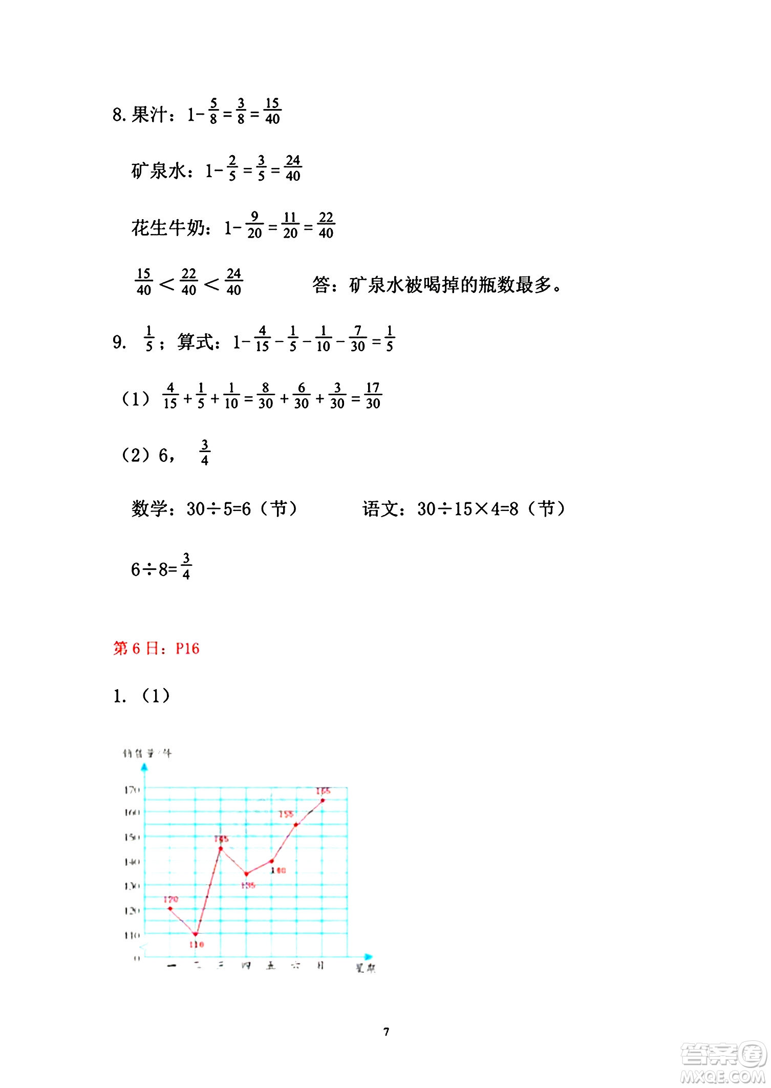安徽少年兒童出版社2024年暑假作業(yè)五年級數(shù)學人教版答案