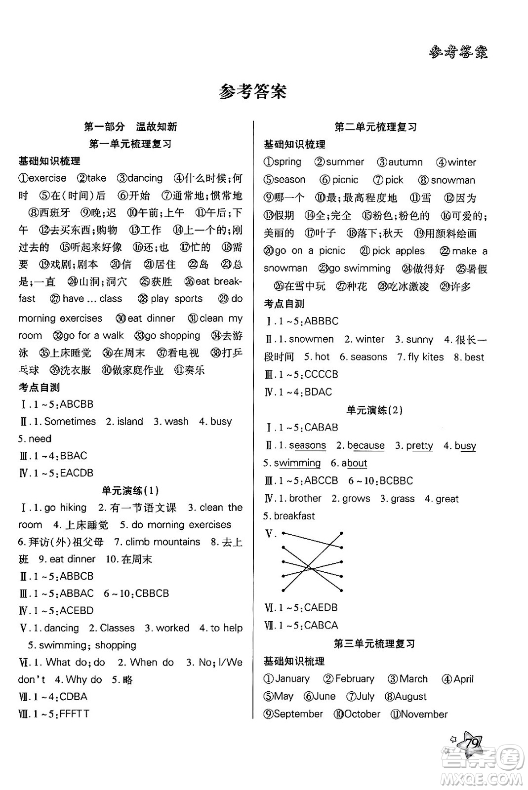 河北美術(shù)出版社2024年好學(xué)生暑假生活五年級(jí)英語通用版答案