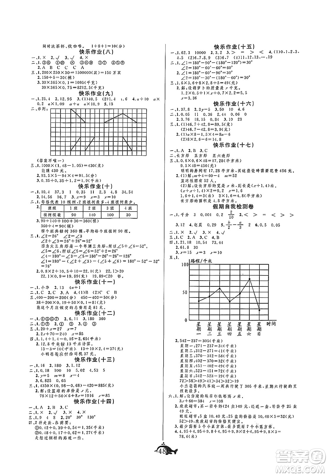 新疆文化出版社2024年智多星假期作業(yè)快樂(lè)暑假四年級(jí)數(shù)學(xué)北師大版答案