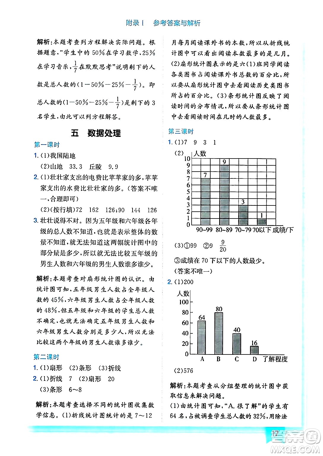 龍門書局2024年秋黃岡小狀元作業(yè)本六年級(jí)數(shù)學(xué)上冊(cè)北師大版答案