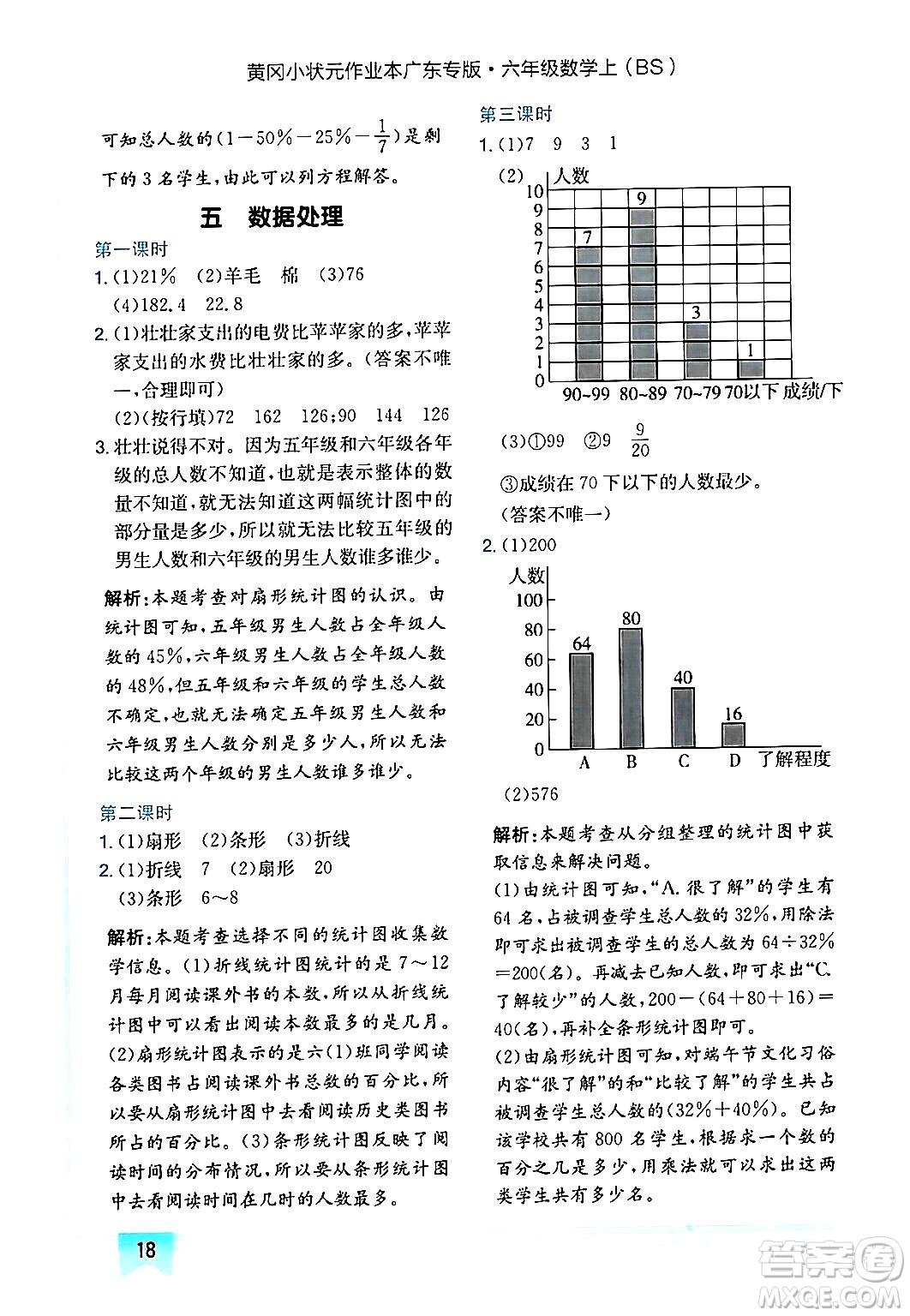 龍門(mén)書(shū)局2024年秋黃岡小狀元作業(yè)本六年級(jí)數(shù)學(xué)上冊(cè)北師大版廣東專(zhuān)版答案