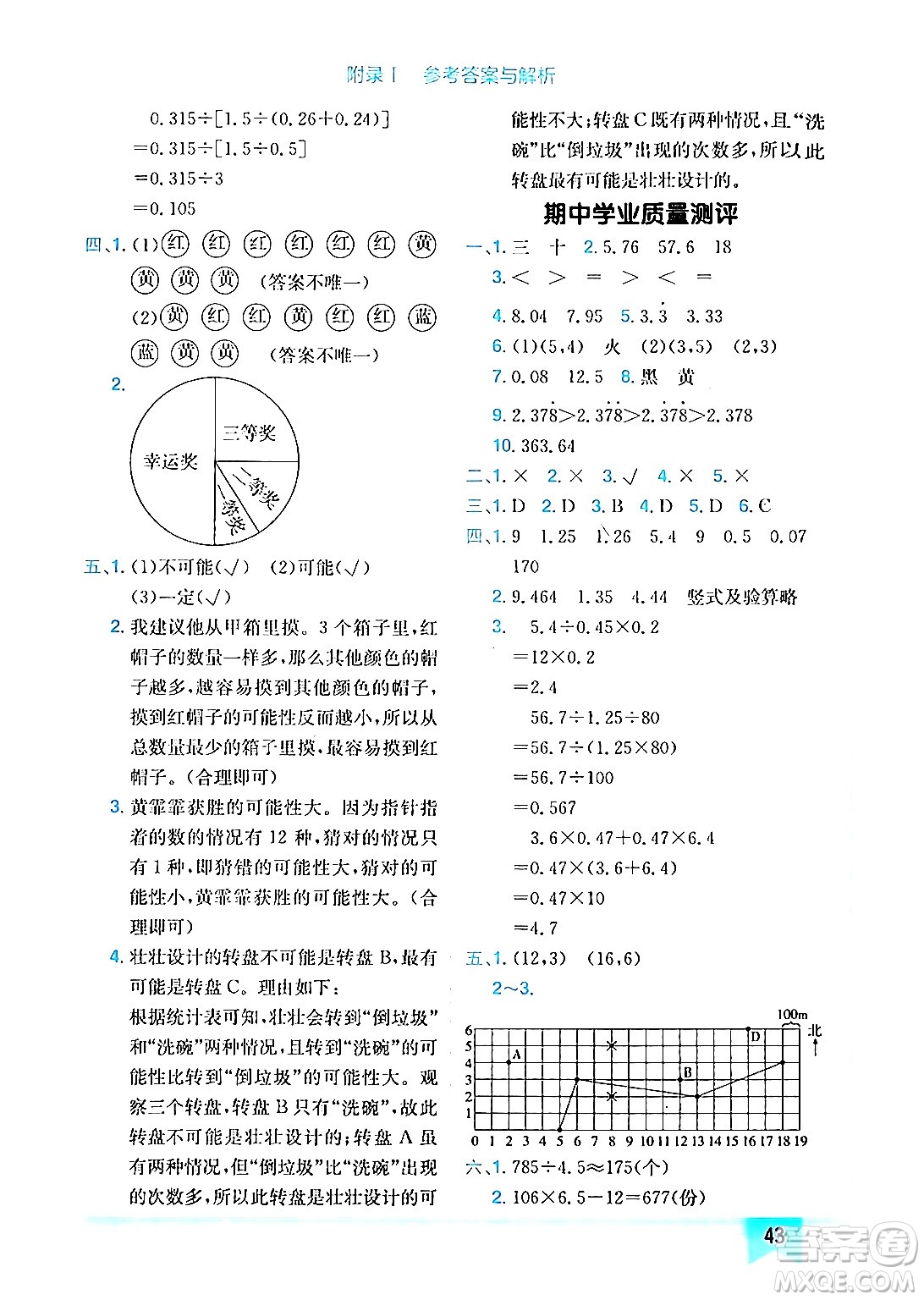龍門(mén)書(shū)局2024年秋黃岡小狀元作業(yè)本五年級(jí)數(shù)學(xué)上冊(cè)人教版答案