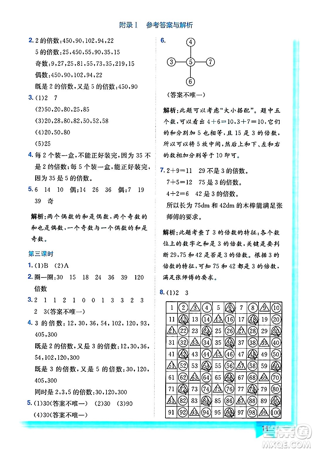 龍門書局2024年秋黃岡小狀元作業(yè)本五年級(jí)數(shù)學(xué)上冊(cè)北師大版答案