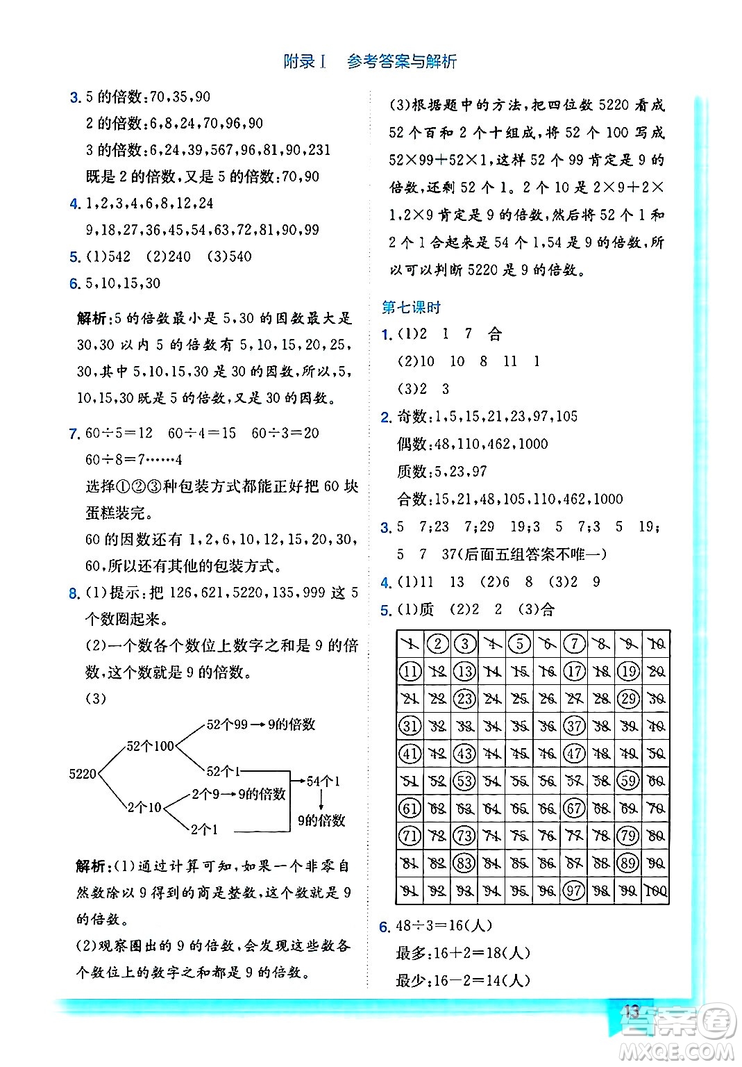 龍門書局2024年秋黃岡小狀元作業(yè)本五年級(jí)數(shù)學(xué)上冊(cè)北師大版答案