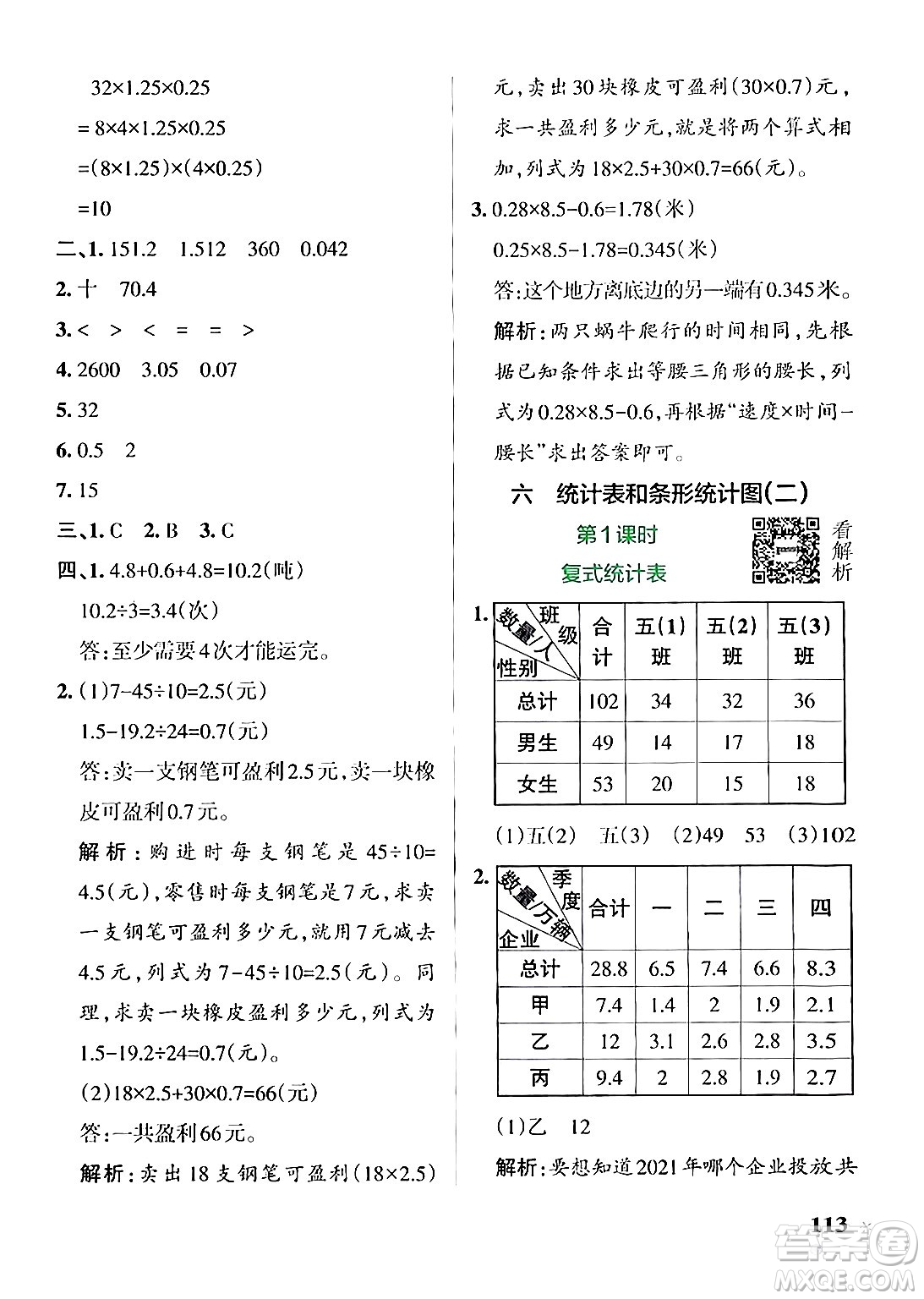 陜西師范大學出版總社有限公司2024年秋PASS小學學霸作業(yè)本五年級數(shù)學上冊蘇教版答案