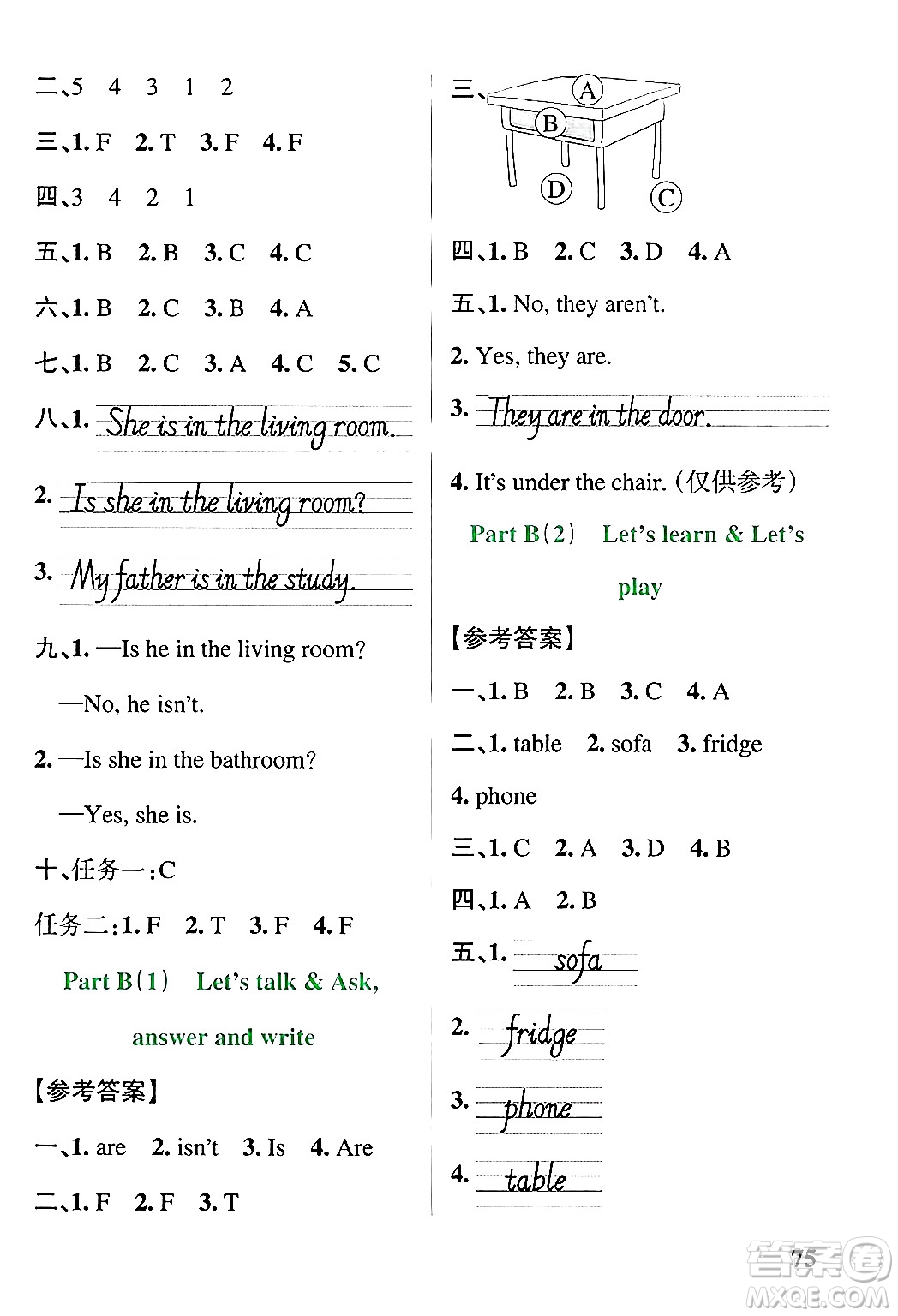遼寧教育出版社2024年秋PASS小學學霸作業(yè)本四年級英語上冊人教版河南專版答案