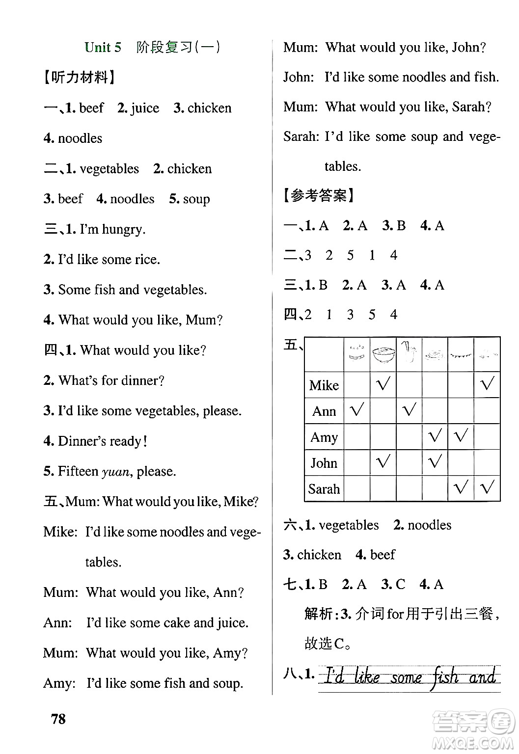遼寧教育出版社2024年秋PASS小學學霸作業(yè)本四年級英語上冊人教版河南專版答案